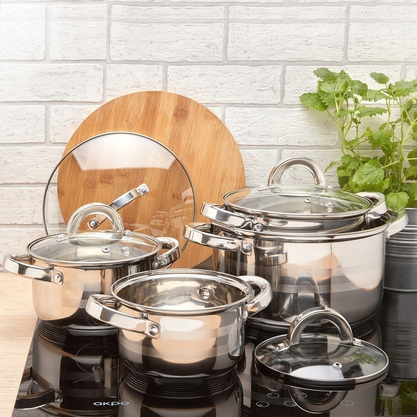Set of POTS INDUCTION Steel LID KonigHOFFER Zefir 14/16/18/22cm Brand Konighoffer