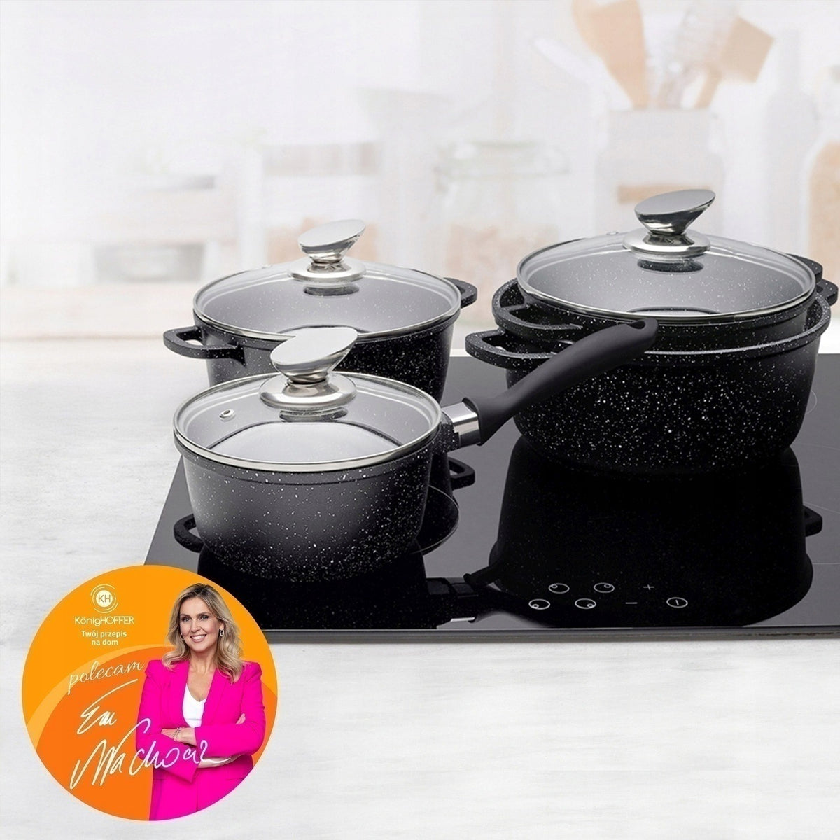 Set of POTS with Lids INDUCTION Gas Set Konighofer Pollo 10 el Packaging status original