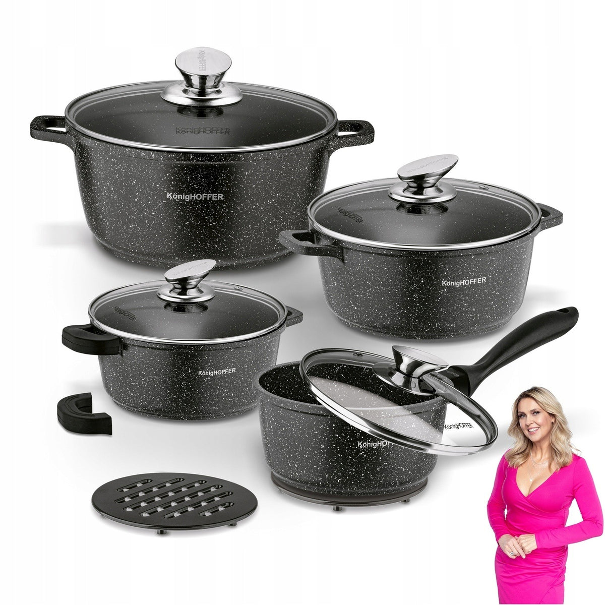 Set of POTS with Lids INDUCTION Gas Set Konighofer Pollo 10 el