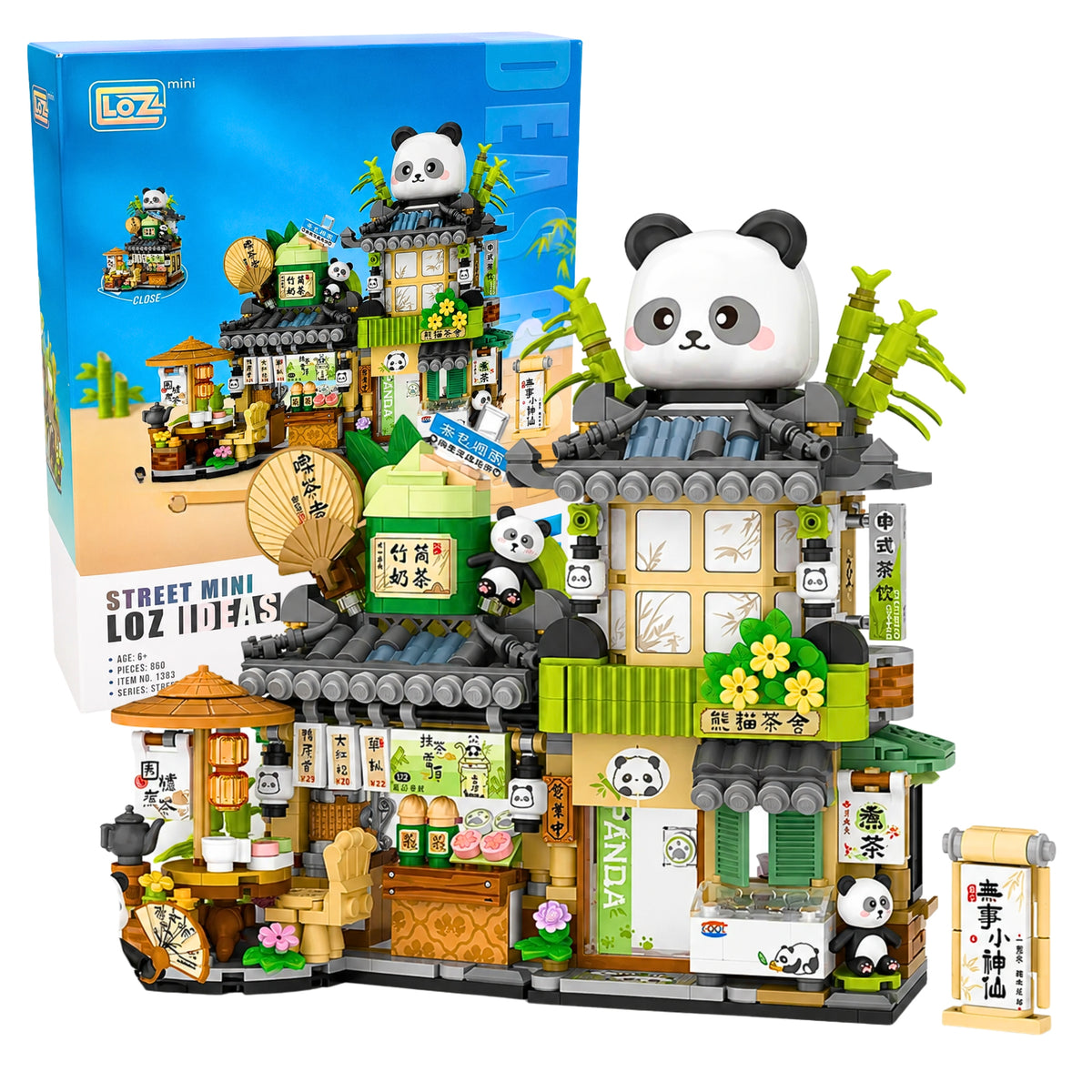 Set of Panda Blocks Folding Shop 860 El Decorative Model