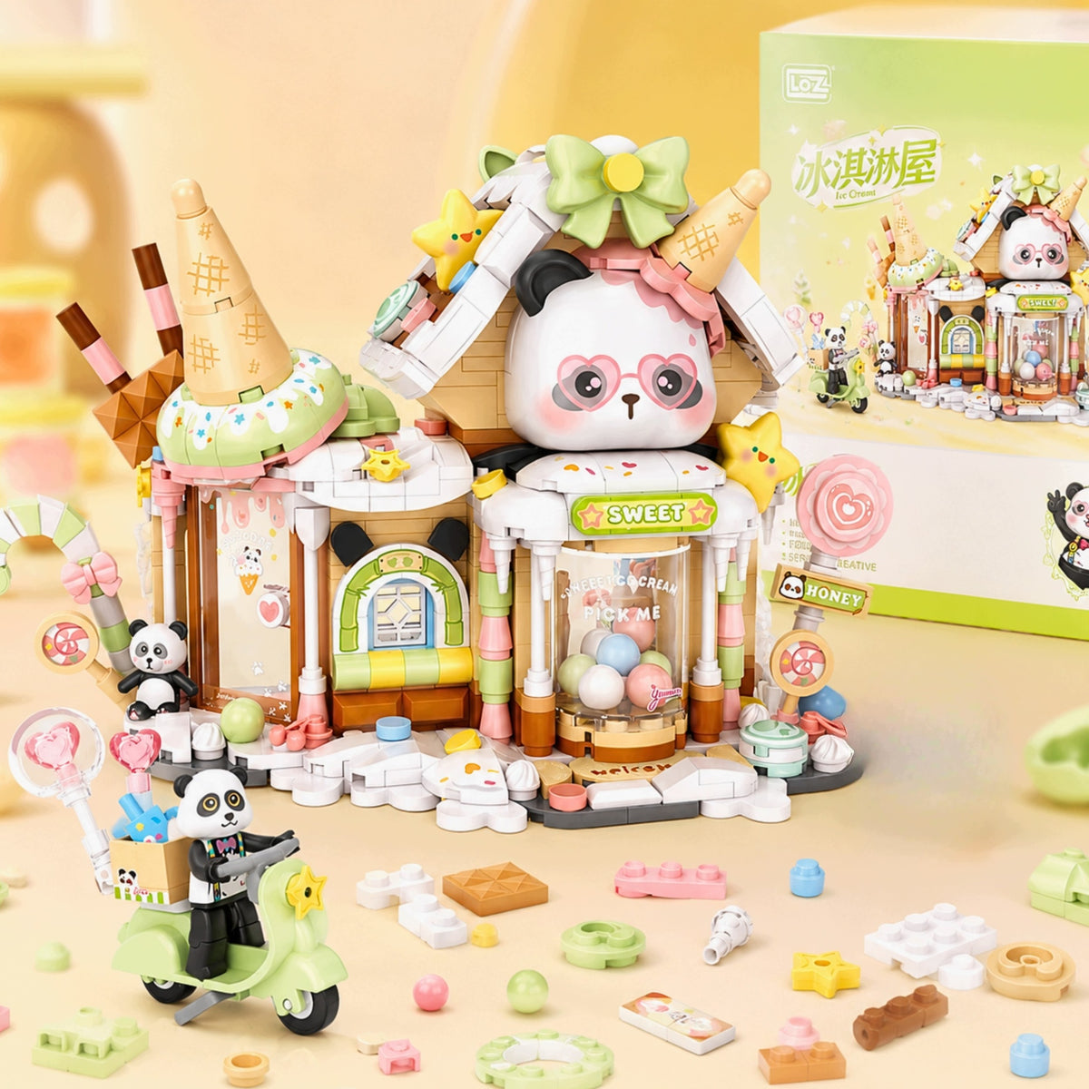 Set of Panda Blocks Ice Cream Shop 884 EL. Packaging status original