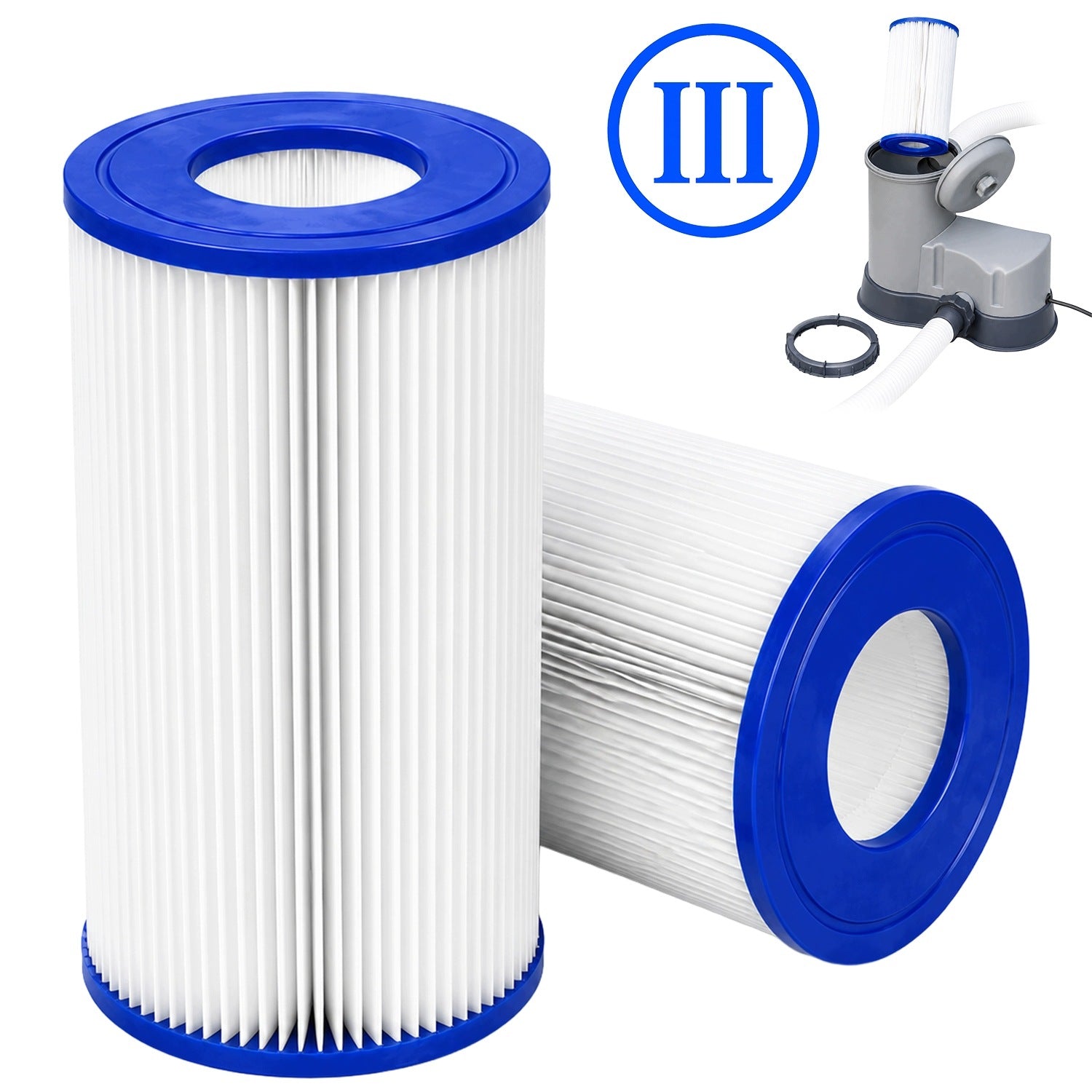 Set of Pool Water Filtration Cartridges for Pump 58389 Replacement 2x10x20