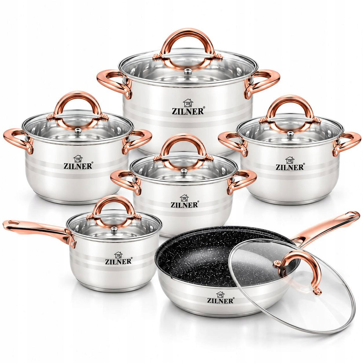 Set of Pots 12 el. Stainless Steel Induction + Pan