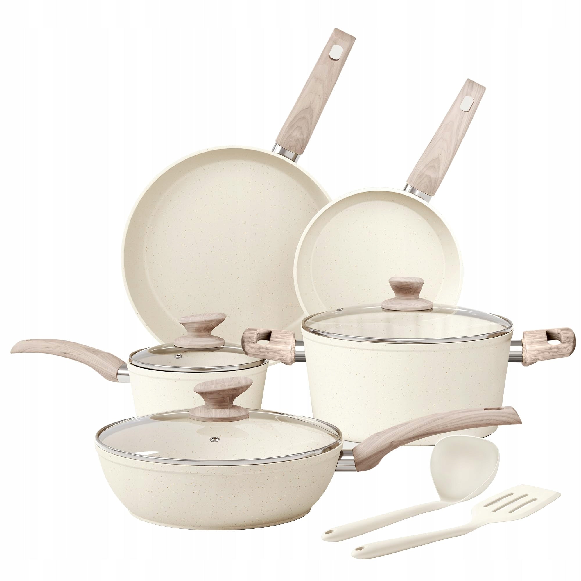 Set of Pots and Pans Induction 12 El Granite Non Stick with Lids