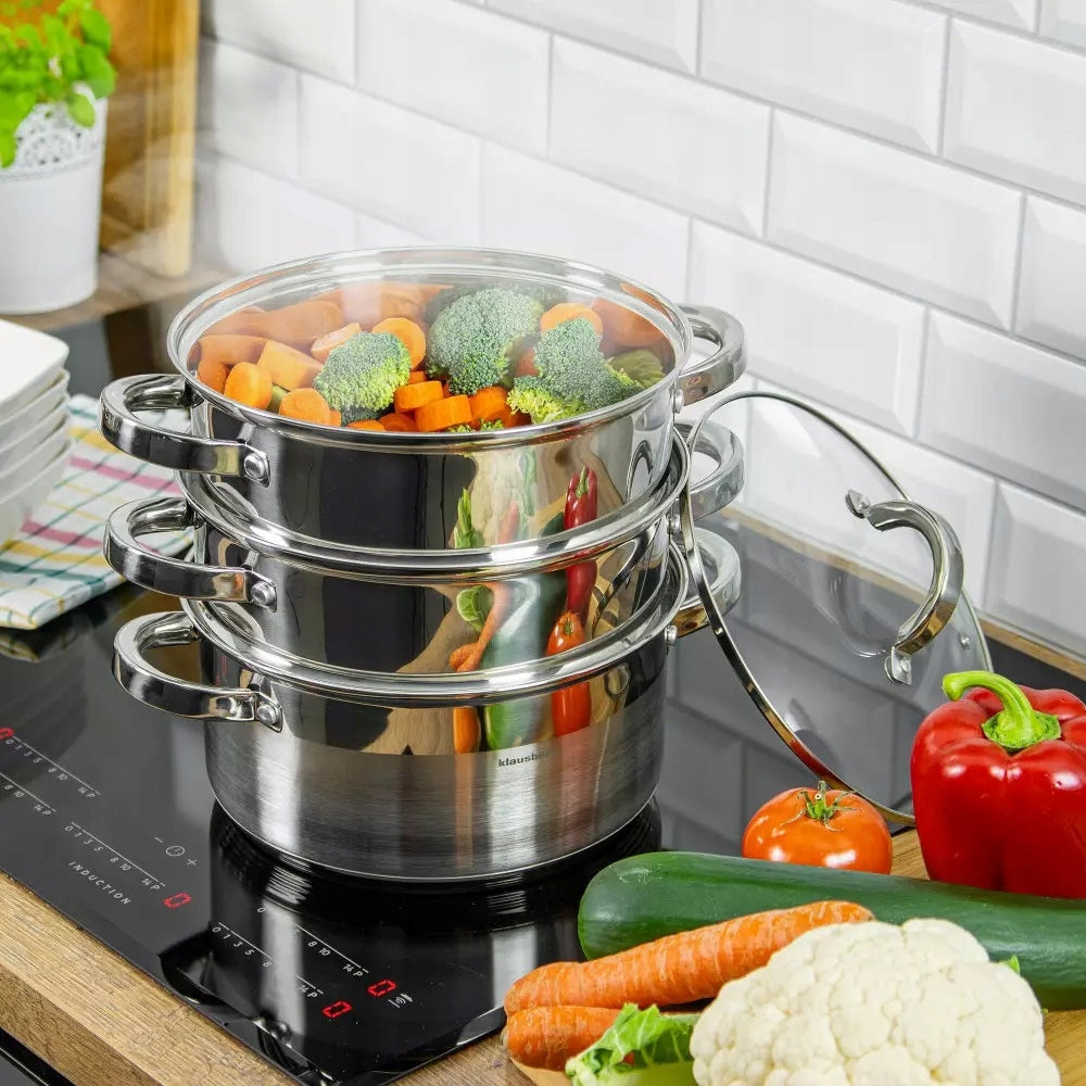 Set of STEAMING POTS 22cm. Steam POT 4 L INDUCTION GAS Brand Klausberg