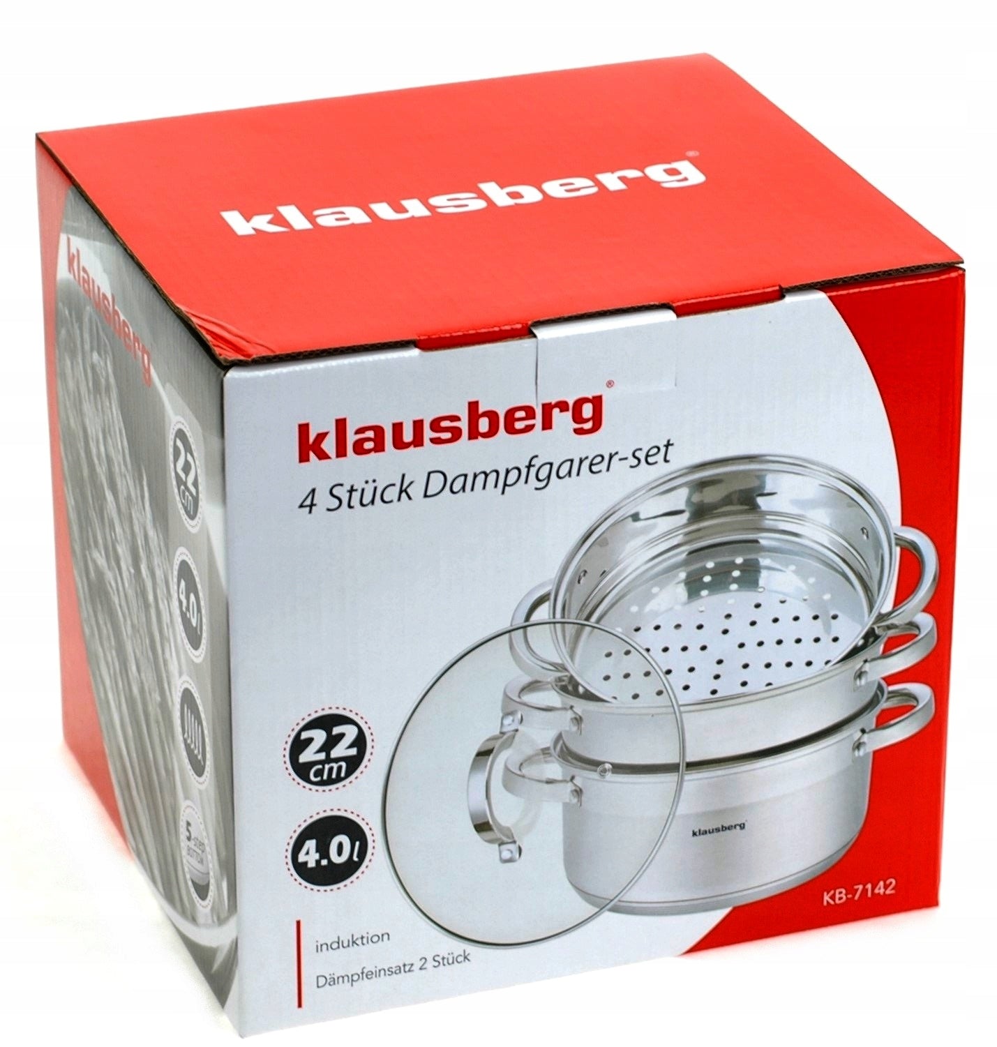 Set of STEAMING POTS 22cm. Steam POT 4 L INDUCTION GAS EAN (GTIN) 5902796611512