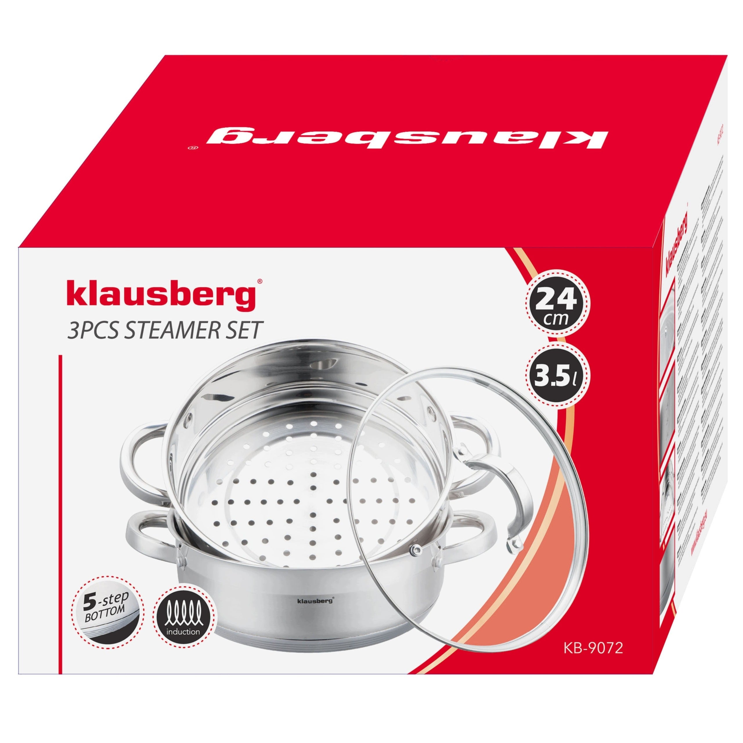 Set of STEAMING POTS 3el. 24cm. POT for Steam 3,5L Steamer Packaging status original