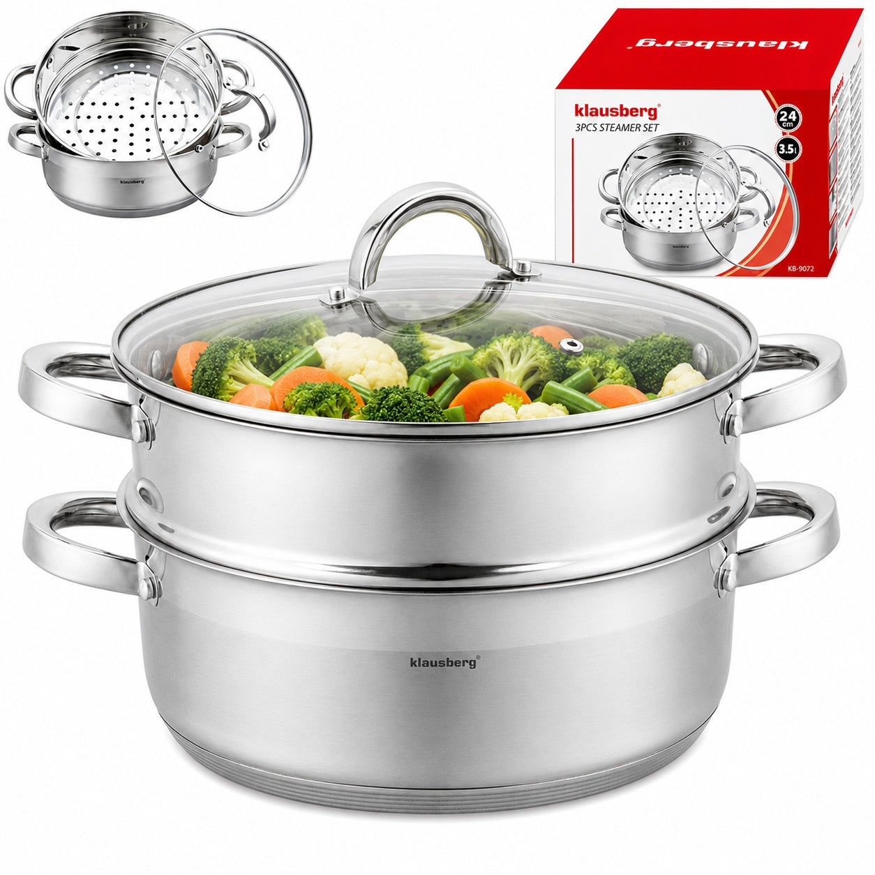 Set of STEAMING POTS 3el. 24cm. POT for Steam 3,5L Steamer