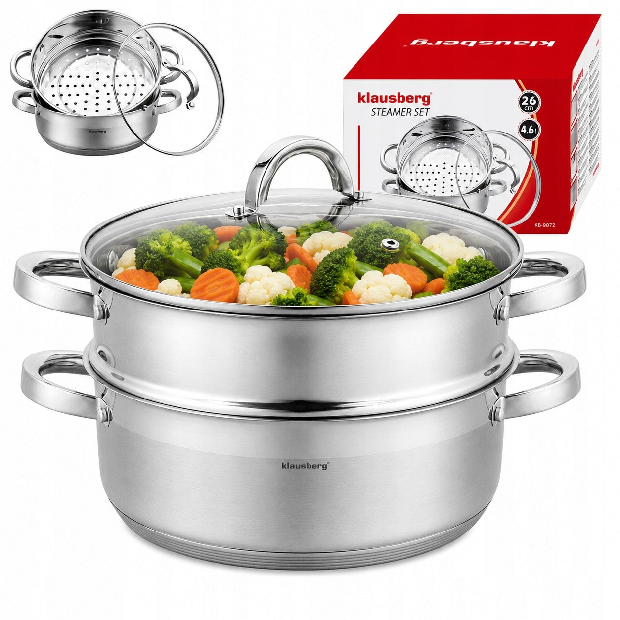 Set of STEAMING POTS 3el. 26cm. POT for Steam 4,6L Steamer