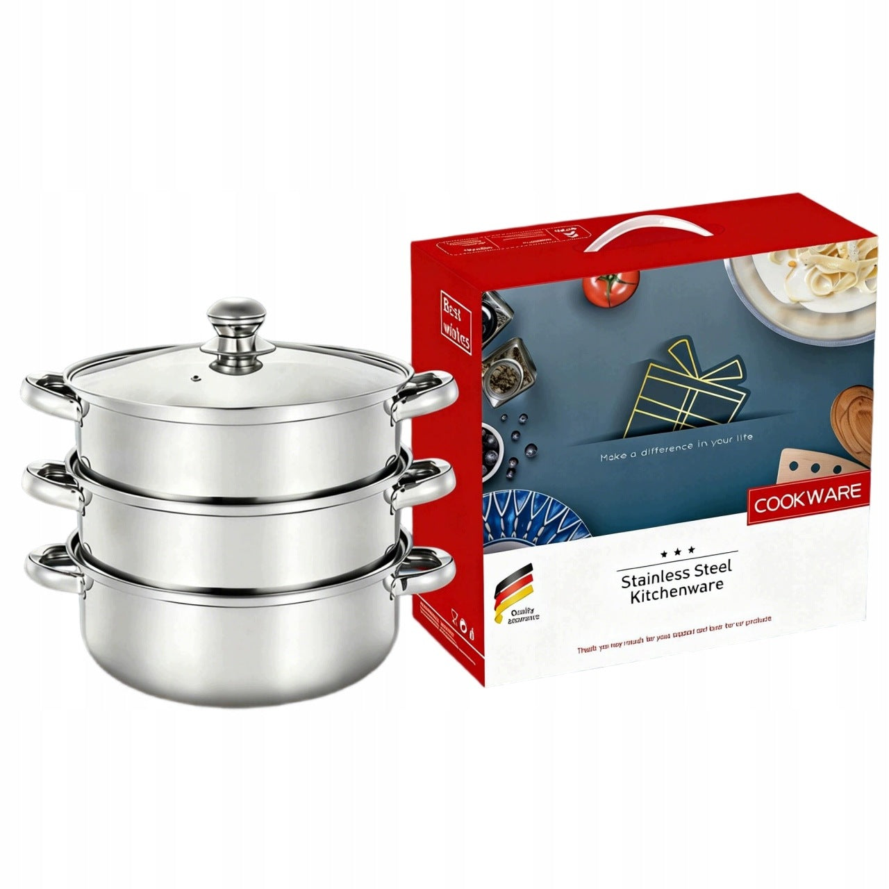 Set of STEAMING POTS 4el. 19cm. POT 4,3 L INDUCTION GAS