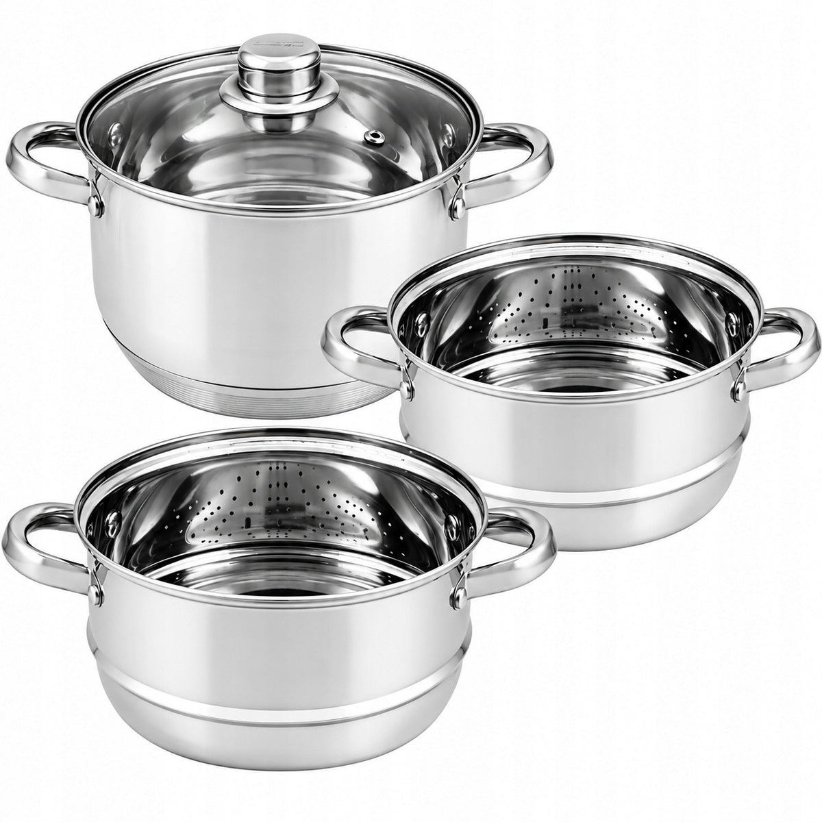 Set of STEAMING POTS 4el. 24cm. POT 6,5 L INDUCTION GAS Packaging status original