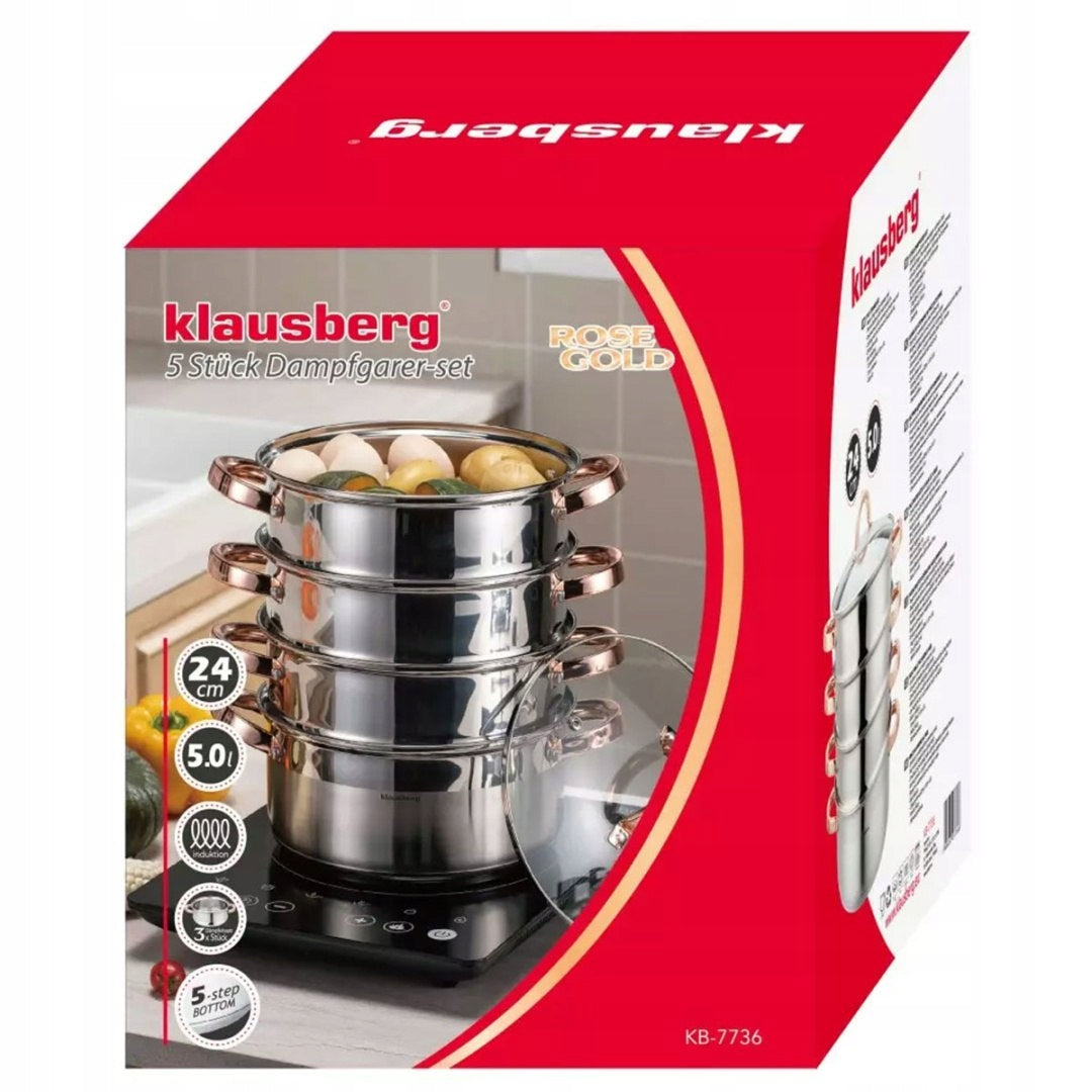 Set of STEAMING POTS 5el. 24cm. POT 5 L INDUCTION GAS