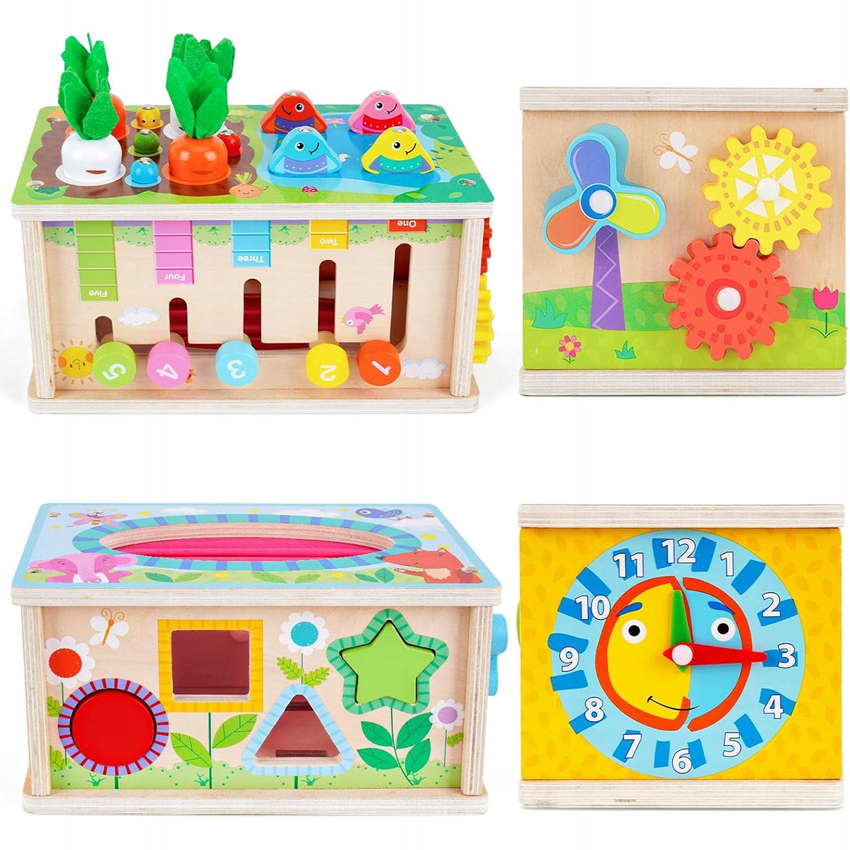 Set of Sensory Toys for Babies 6in1 Sorter Teether Wipes BOX Kid's age 6＋ months