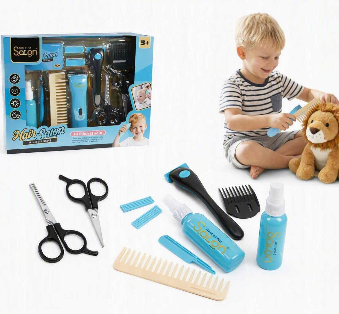 Set of Small Barber Hairdresser with Battery Operated Machine + Accessories