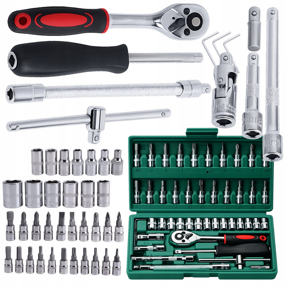 Set of Socket Wrench Tools in Suitcase 46 Elements Ratchet Wrench Packaging status original