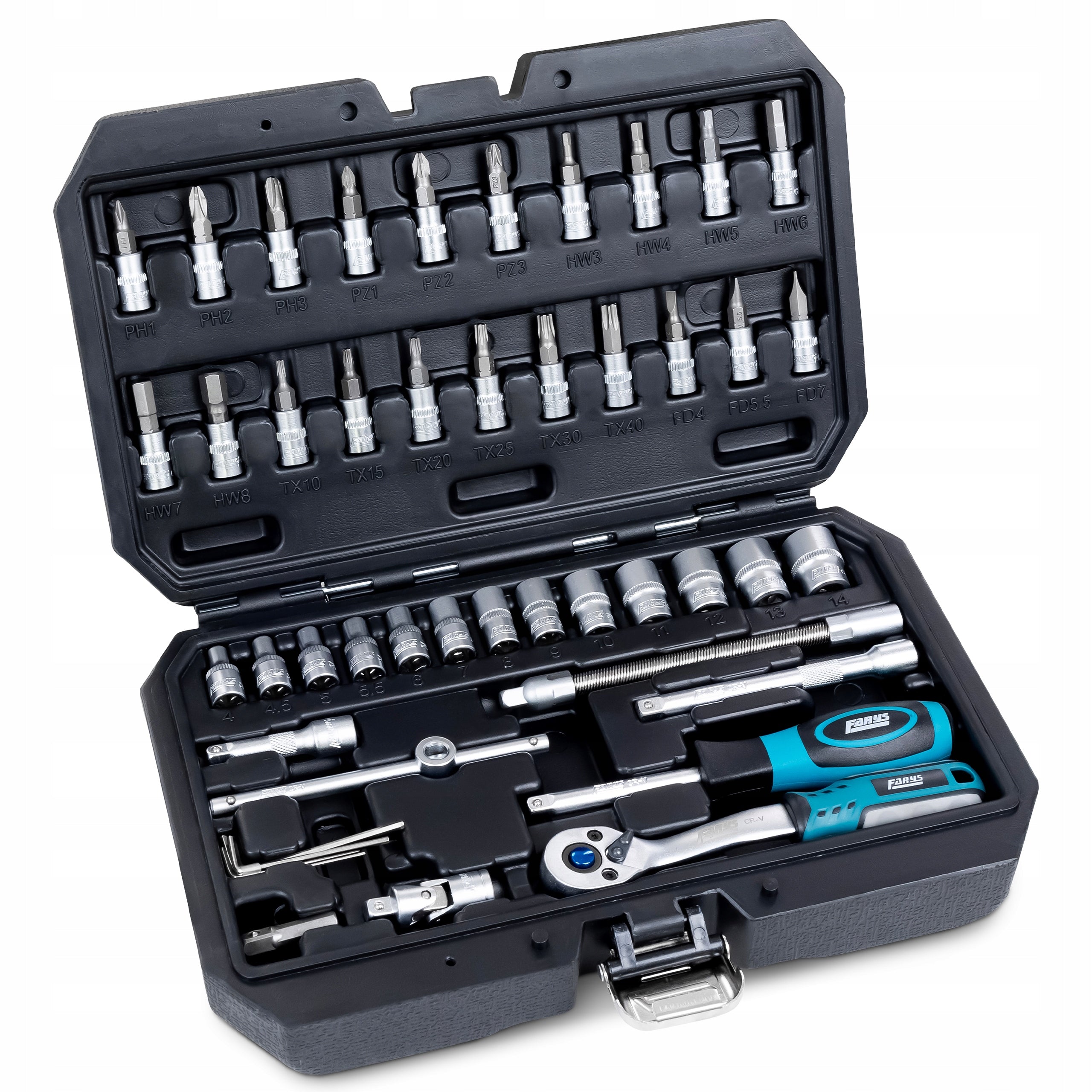 Set of Socket Wrenches 1/4'' IMBUS TORX Ratchet Tools 46el. Farys Brand Farys
