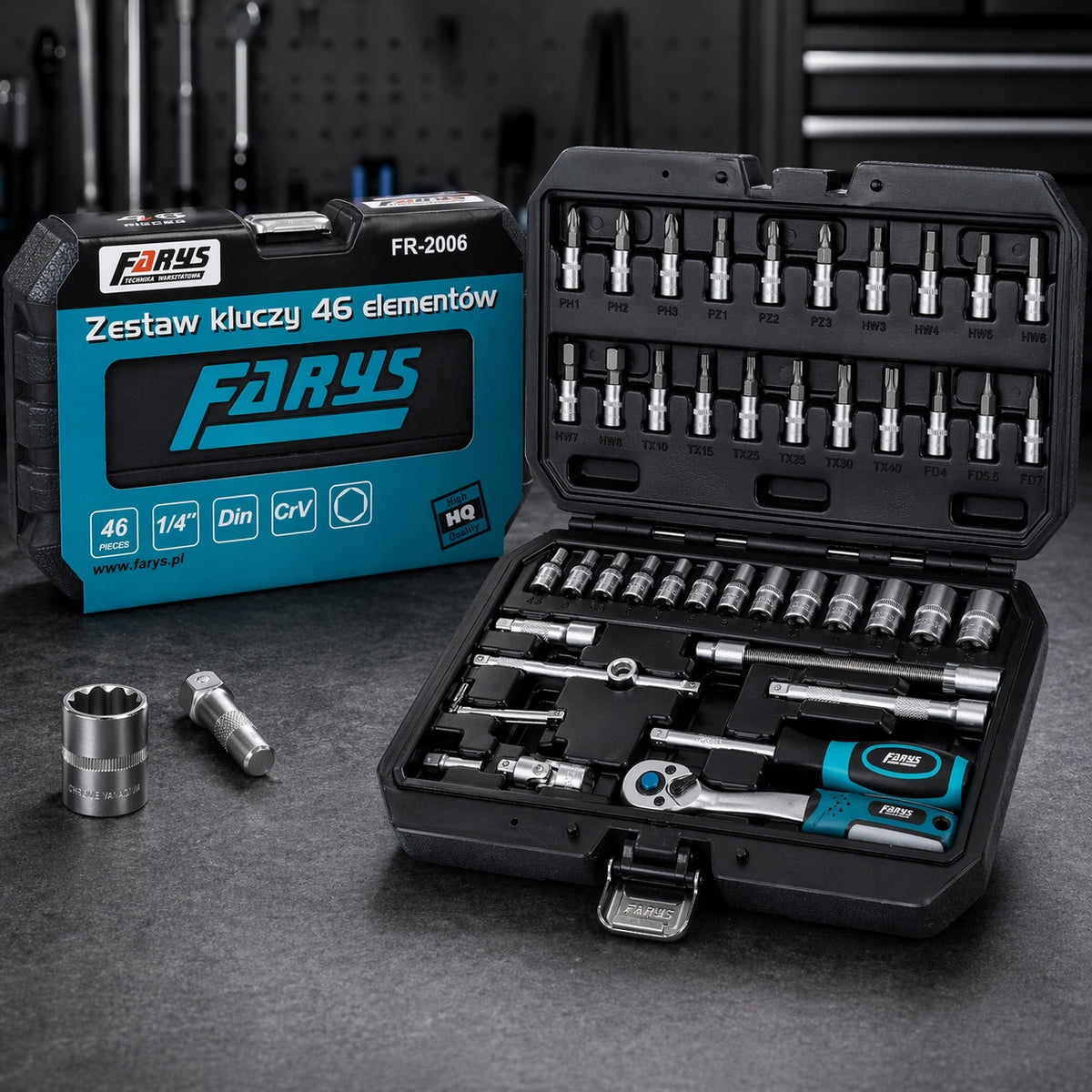 Set of Socket Wrenches 1/4'' IMBUS TORX Ratchet Tools 46el. Farys Manufacturer code FR2006