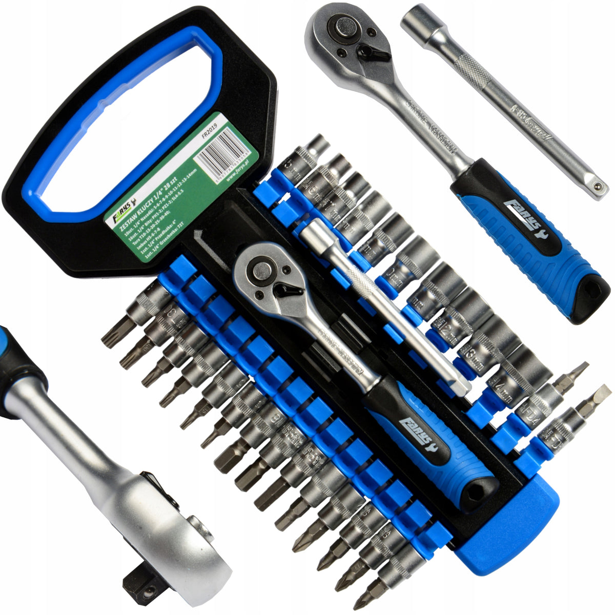 Set of Socket Wrenches Ratchet 1/4'' Torx Imbus 28el Bit Extension.