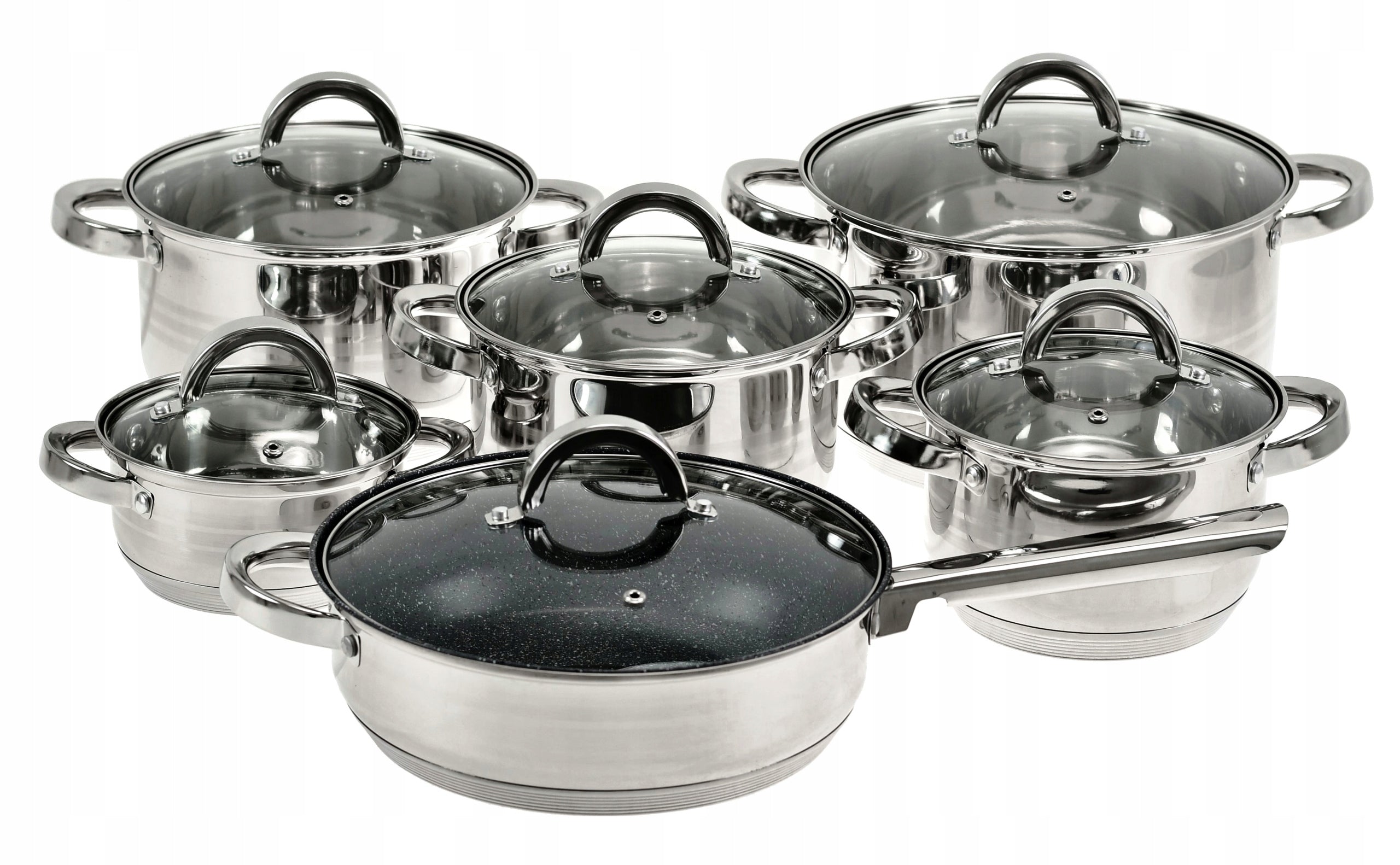 Set of Steel Pots 12 Pcs Pot Pan INDUCTION GAS Brand Ronner Austria