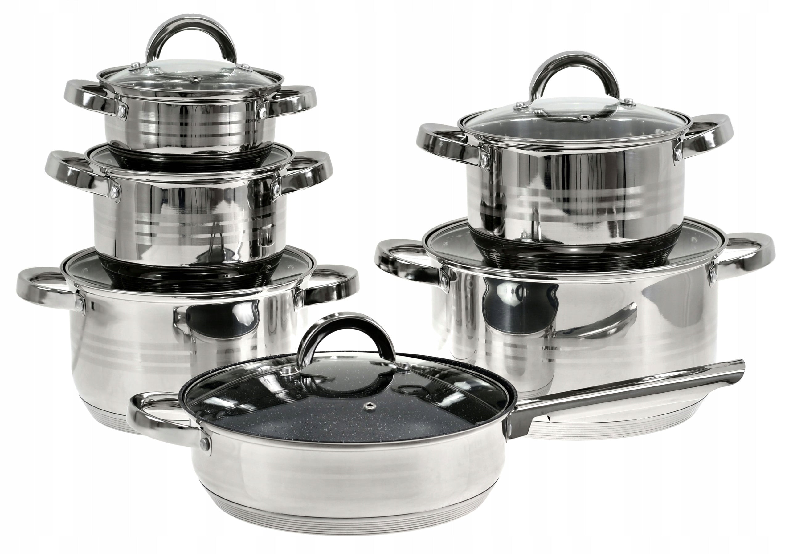 Set of Steel Pots 12 Pcs Pot Pan INDUCTION GAS Manufacturer code SH-108TL
