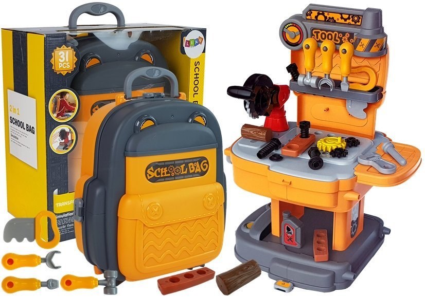 Set of Tools In Backpack Workshop Orange and Grey