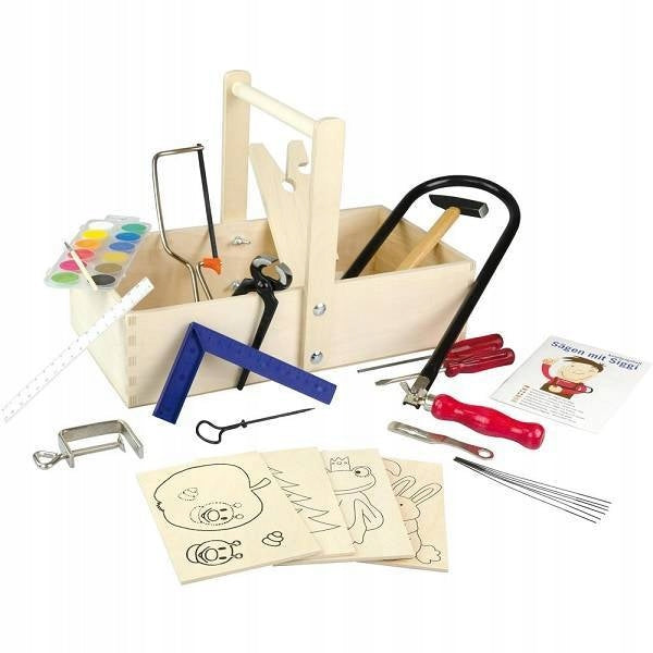 Set of Tools for Children for Woodworking in the Toolbox
