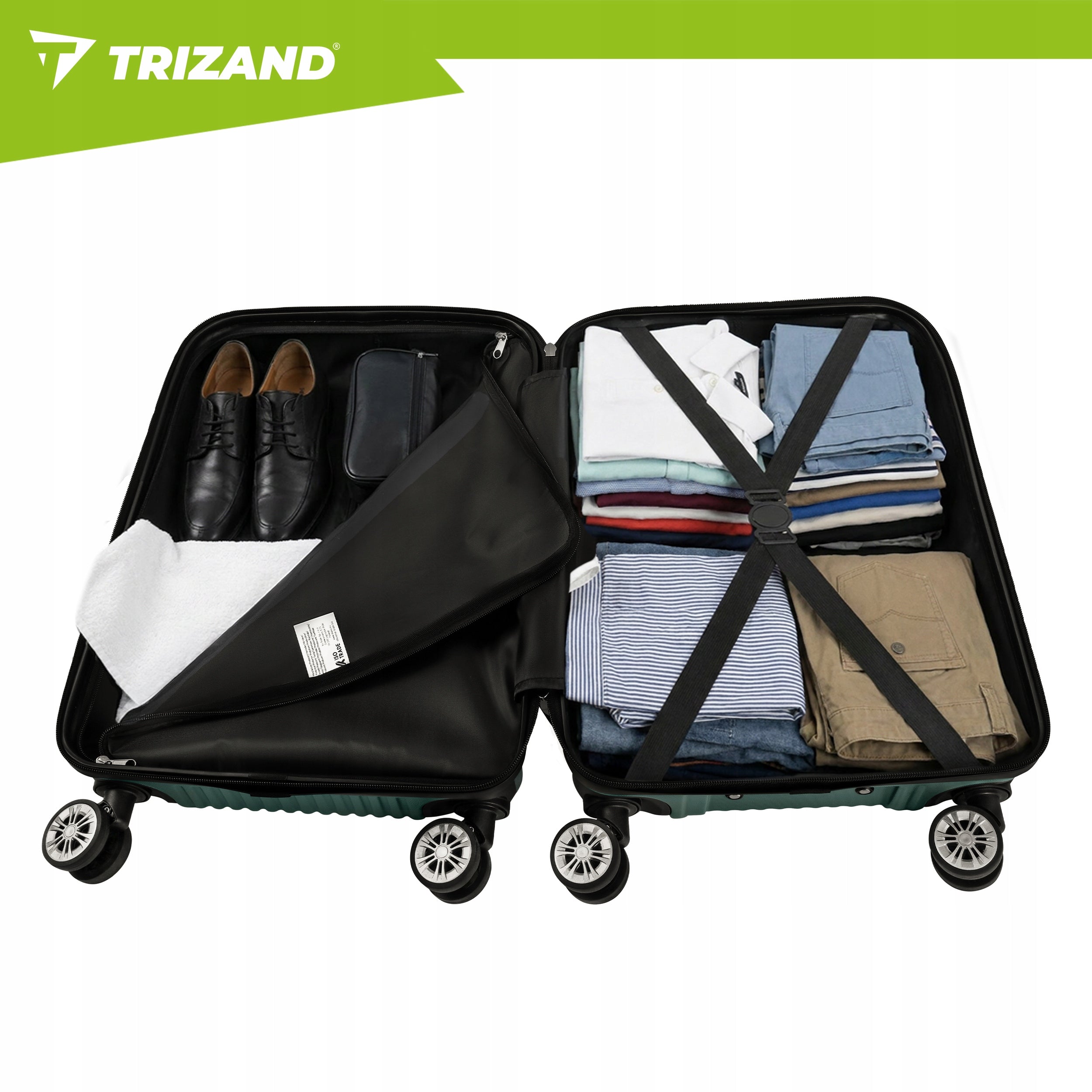 Set of Travel Suitcases 3in1 on Wheels Travel Suitcase Luggage Set Manufacturer code Zestaw walizek 3w1- zielone Trizand 27672
