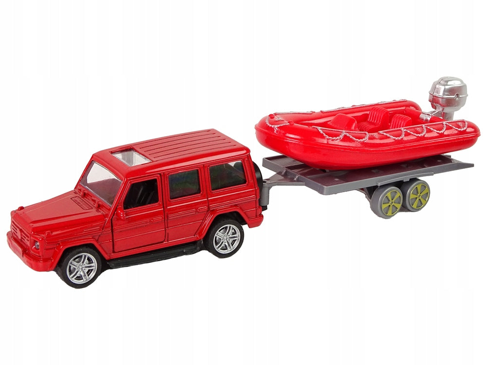 Set of Vehicles Fire Brigade Tension Motorboat Jeep Red for Kids EAN (GTIN) 3415410160256