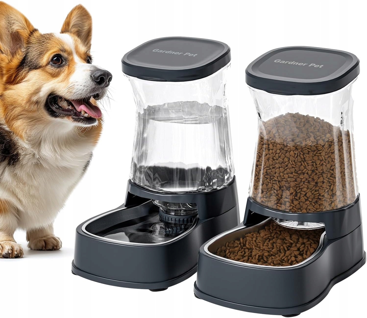 Set of automatic feeders Food and water for cat dog 3,8l x 2pcs