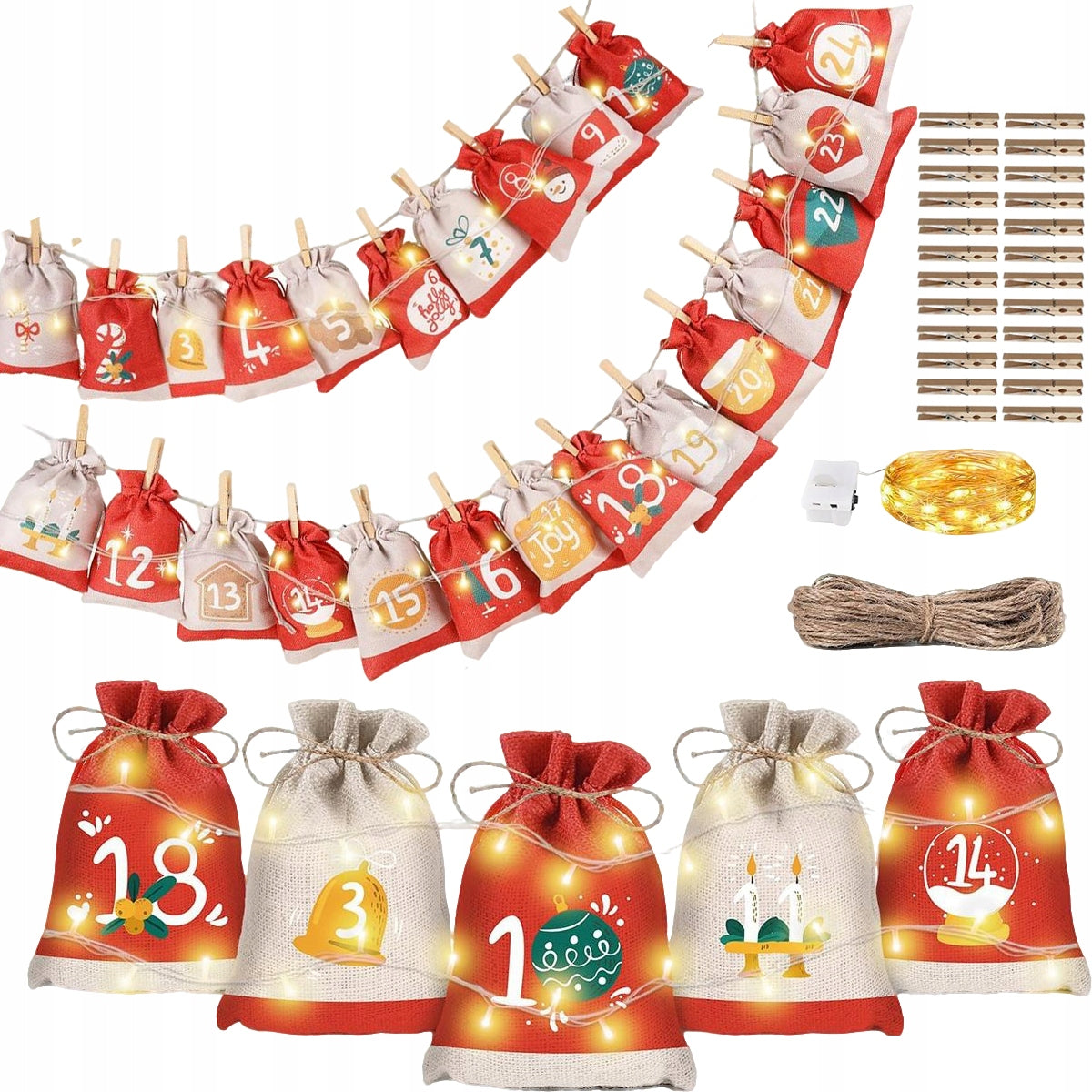 Set of bags filling the Advent calendar 2025