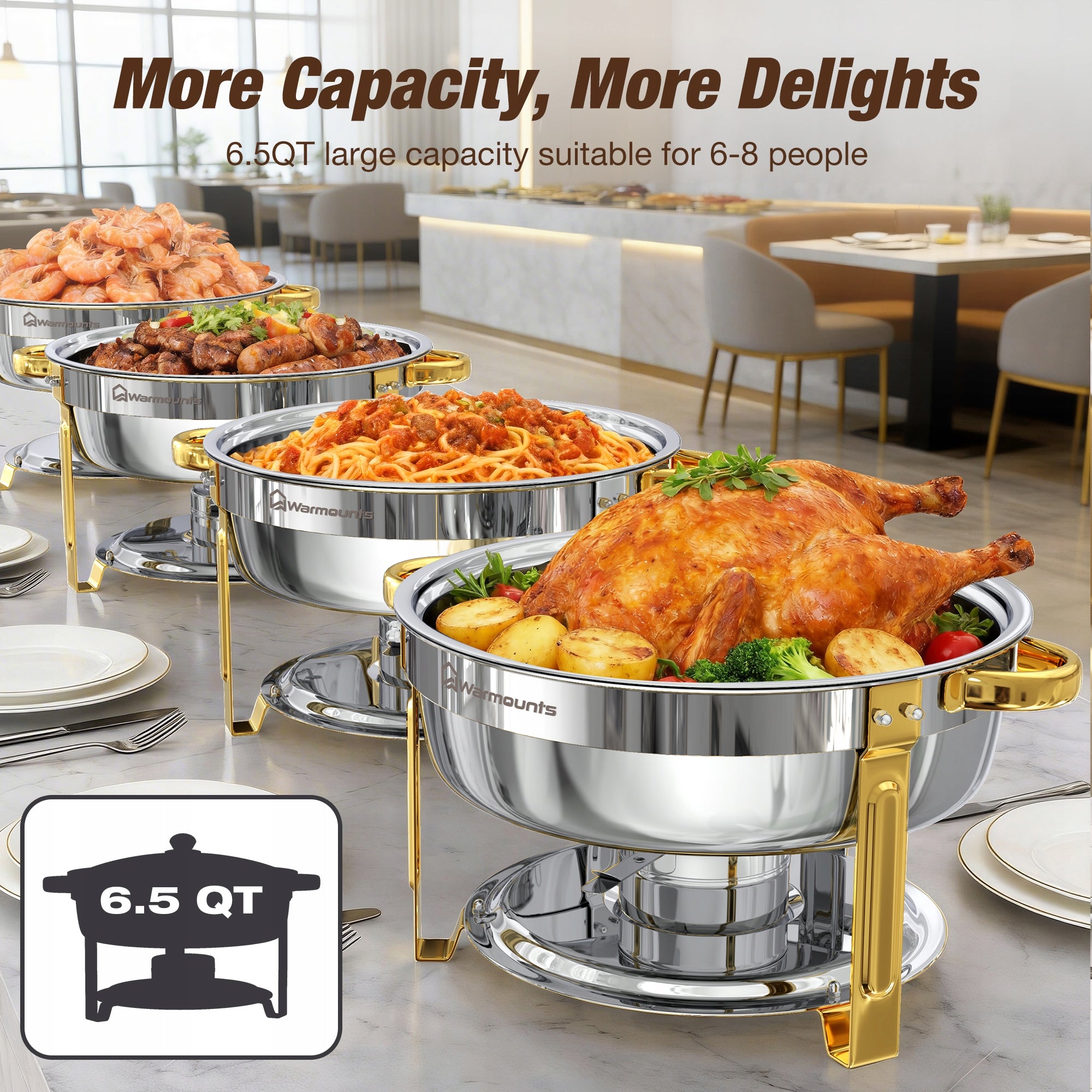 Set of buffet bemars 6L 4 pcs stainless steel glass cover Brand no brand