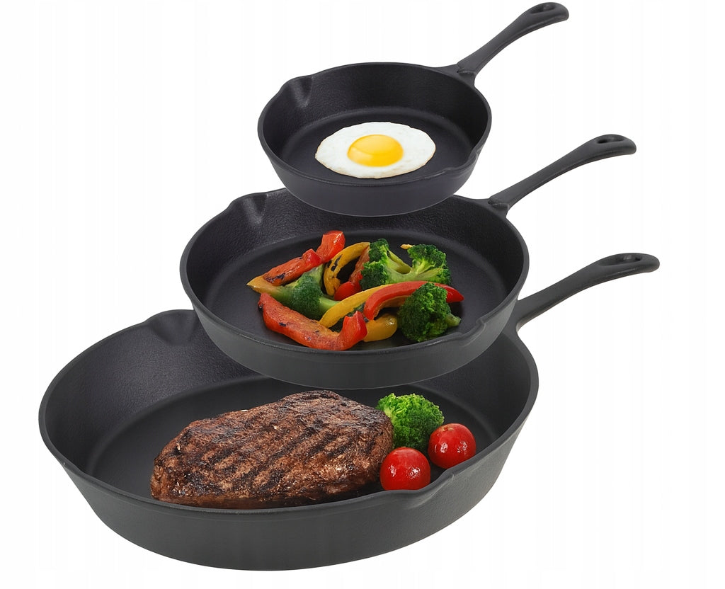 Set of cast iron PANS 25, 20, 16cm. PAN Heavy CAST IRON INDUCTION GAS