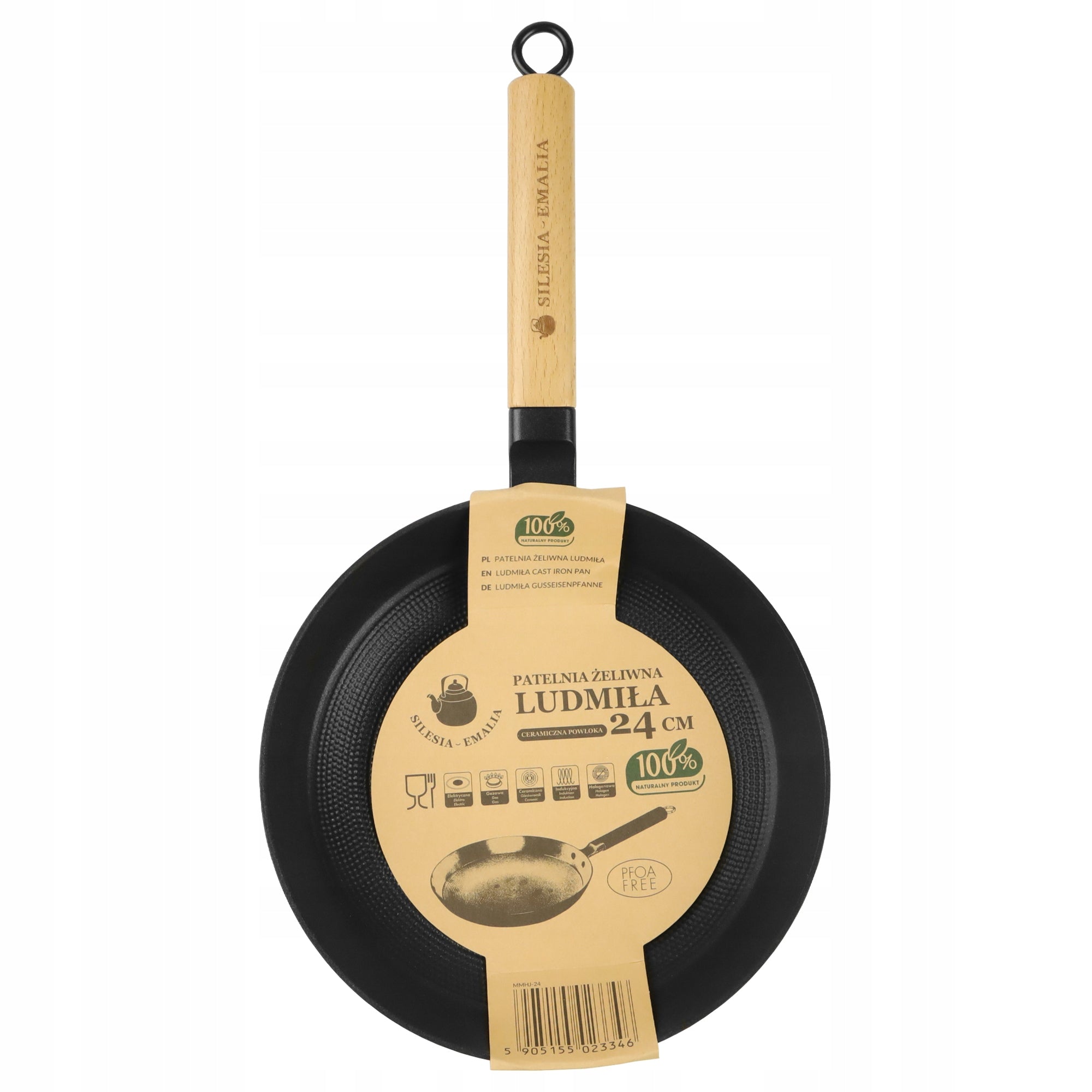 Set of cast iron pans with wooden handle LUDMIŁA 20cm + 24cm + 28cm Manufacturer code 5906358905453