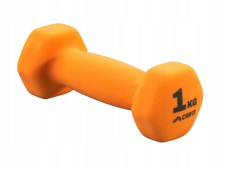 Set of dumbbells 2x1 kg dumbbells for exercise weights with PVC coating orange Brand Crivit