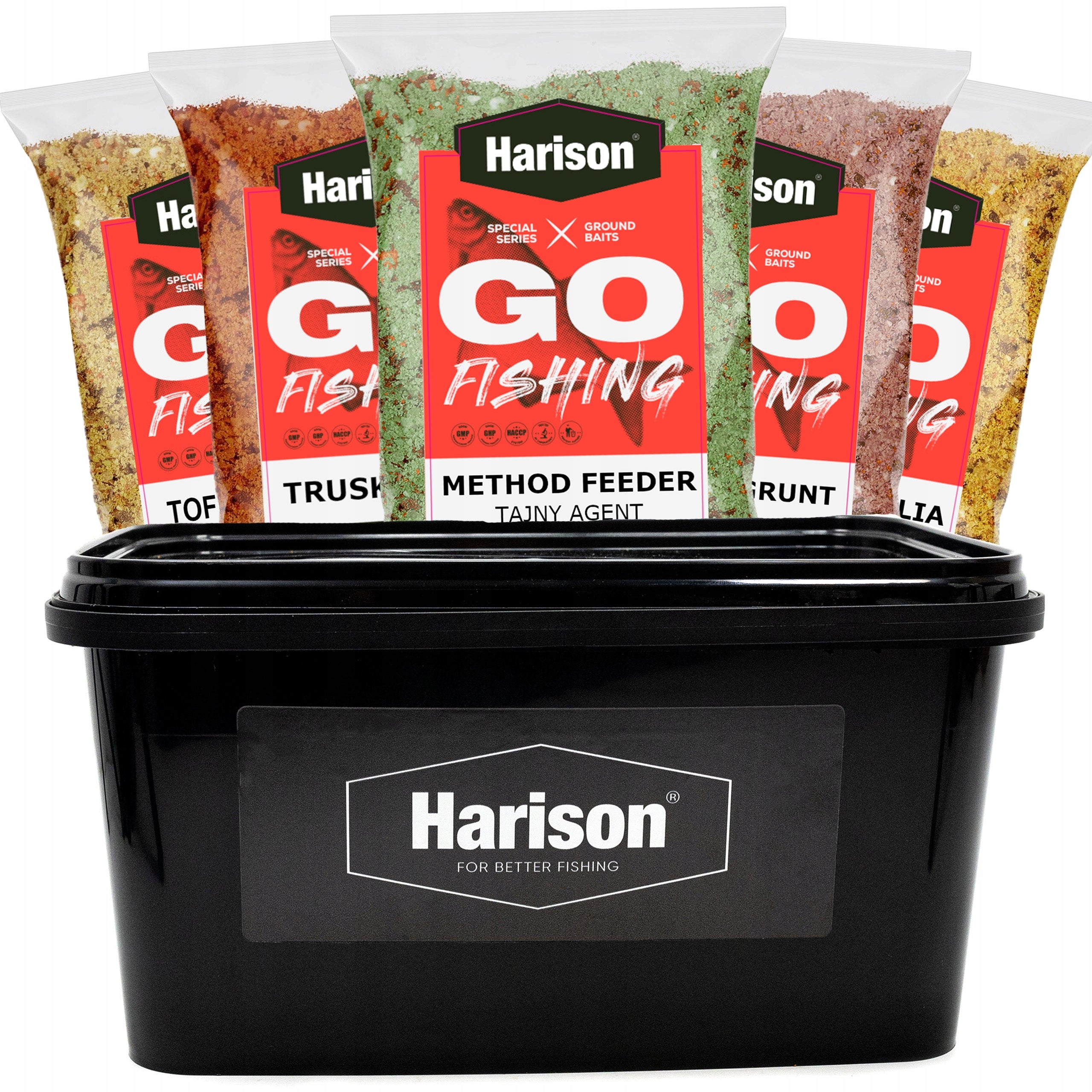 Set of fish baits Harison GO-FISHING MIX OF FLAVORS 5kg + BUCKET 5L mix carp