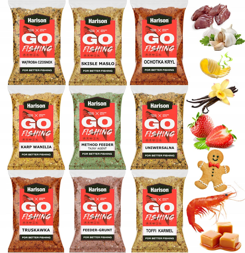 Set of fishing bait Harison GO-FIshing mix of flavors 9x1kg, feeder carp