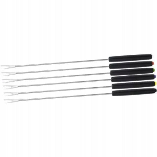 Set of fondue forks 6 pcs, stainless steel, 250 mm, coloured