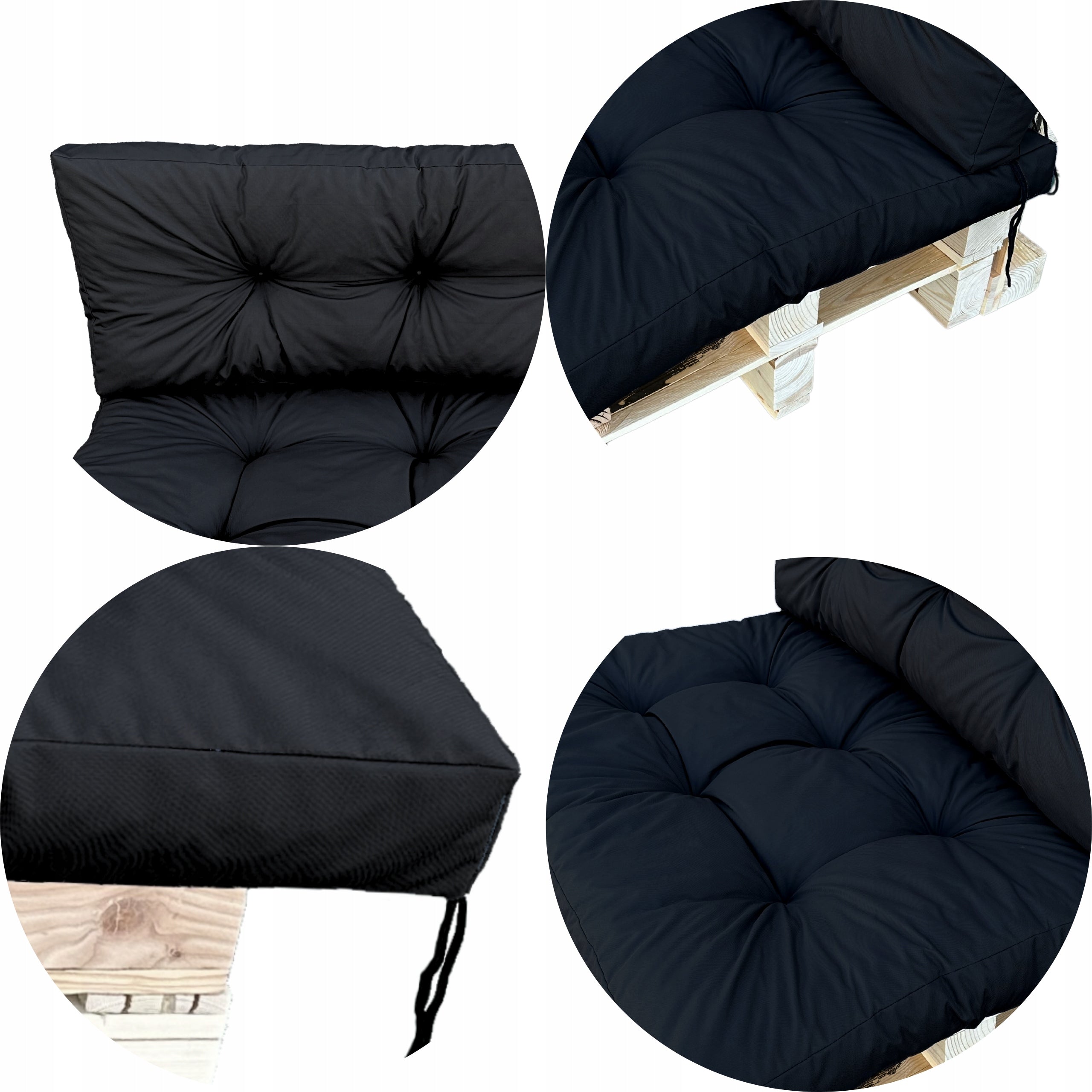 Set of garden cushions for pallet 120x80 seat + 120x40 backrest Manufacturer code Poduszki ogrodowe 120x80+120x40 czarna