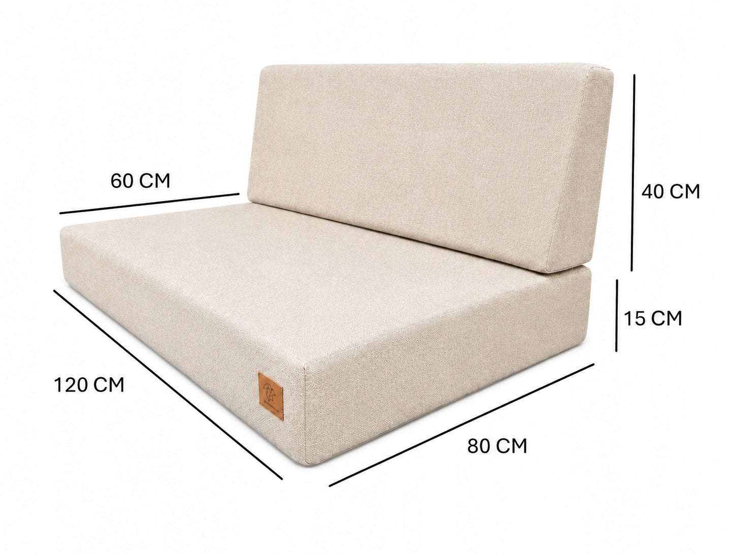 Set of garden cushions with backrest Pallets Corner -3 pcs. 120x80 + 40x120 Pillow length 120 cm