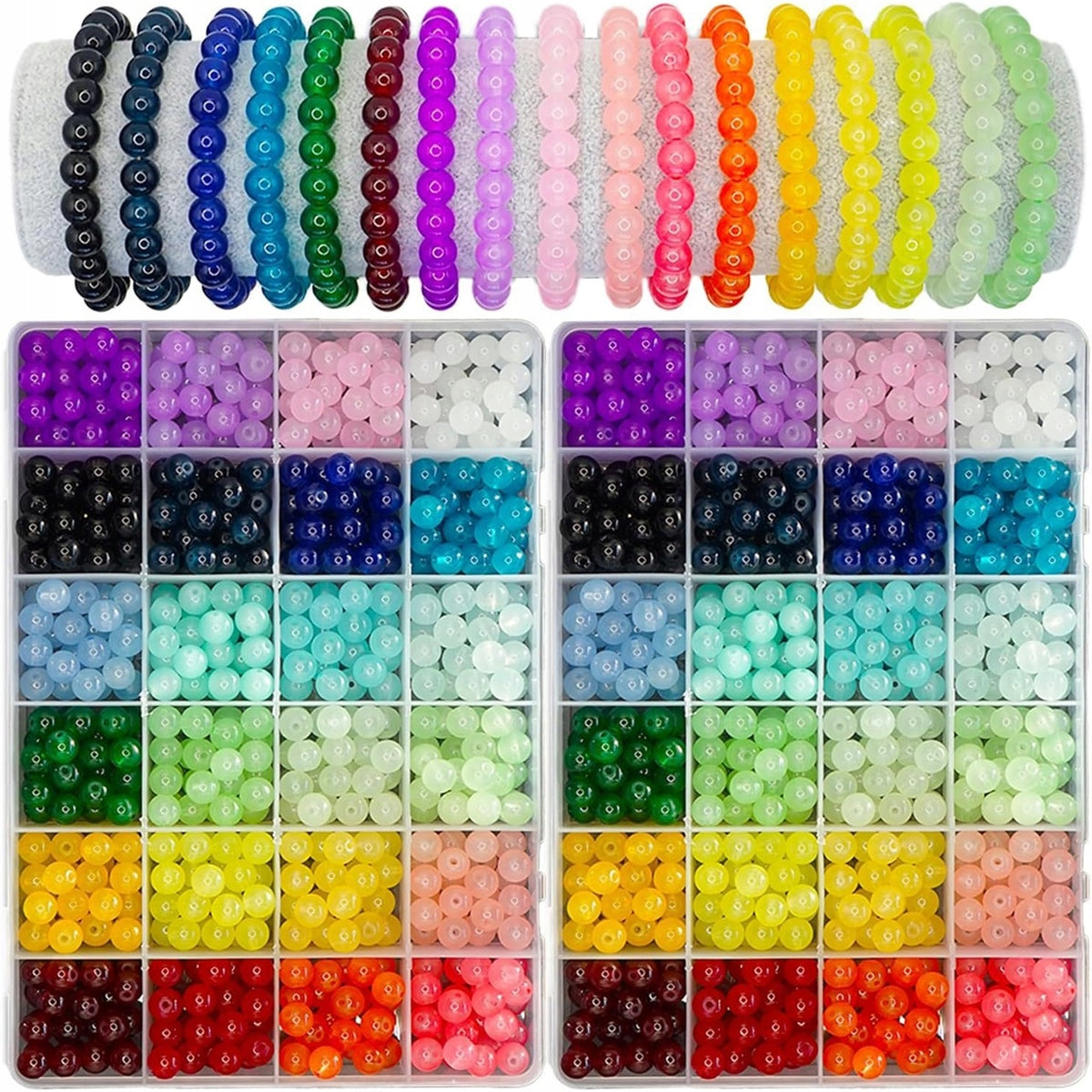 Set of glass beads for bracelets 8 mm 1200 pcs.