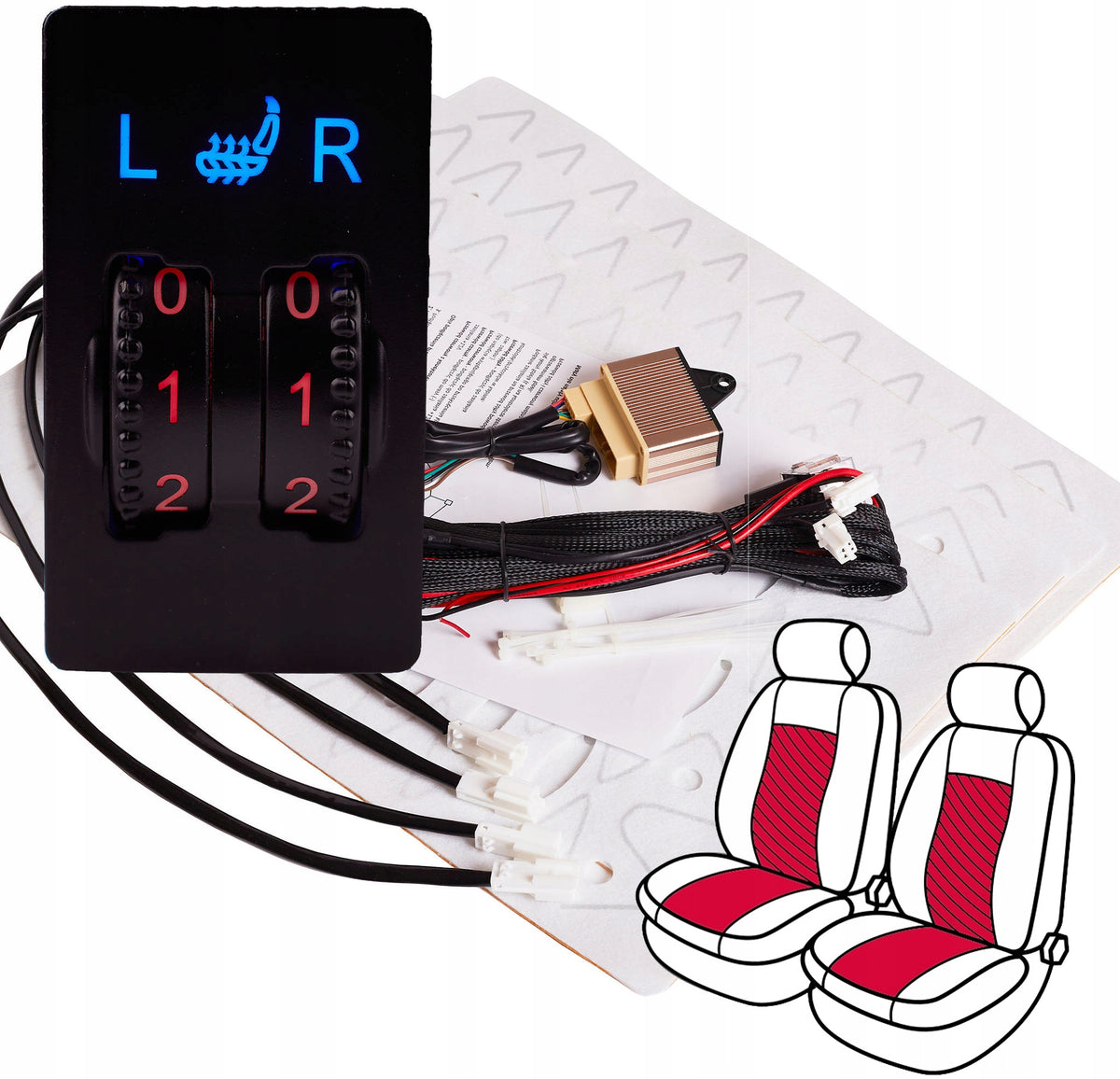 Set of heating mats for upholstery 2 seats 120W 12V AlloyWire 470x270mm
