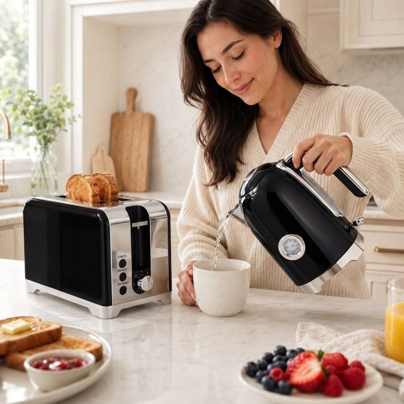 Set of kettle and toaster with thermometer 17 l 2200 W Dominant color black