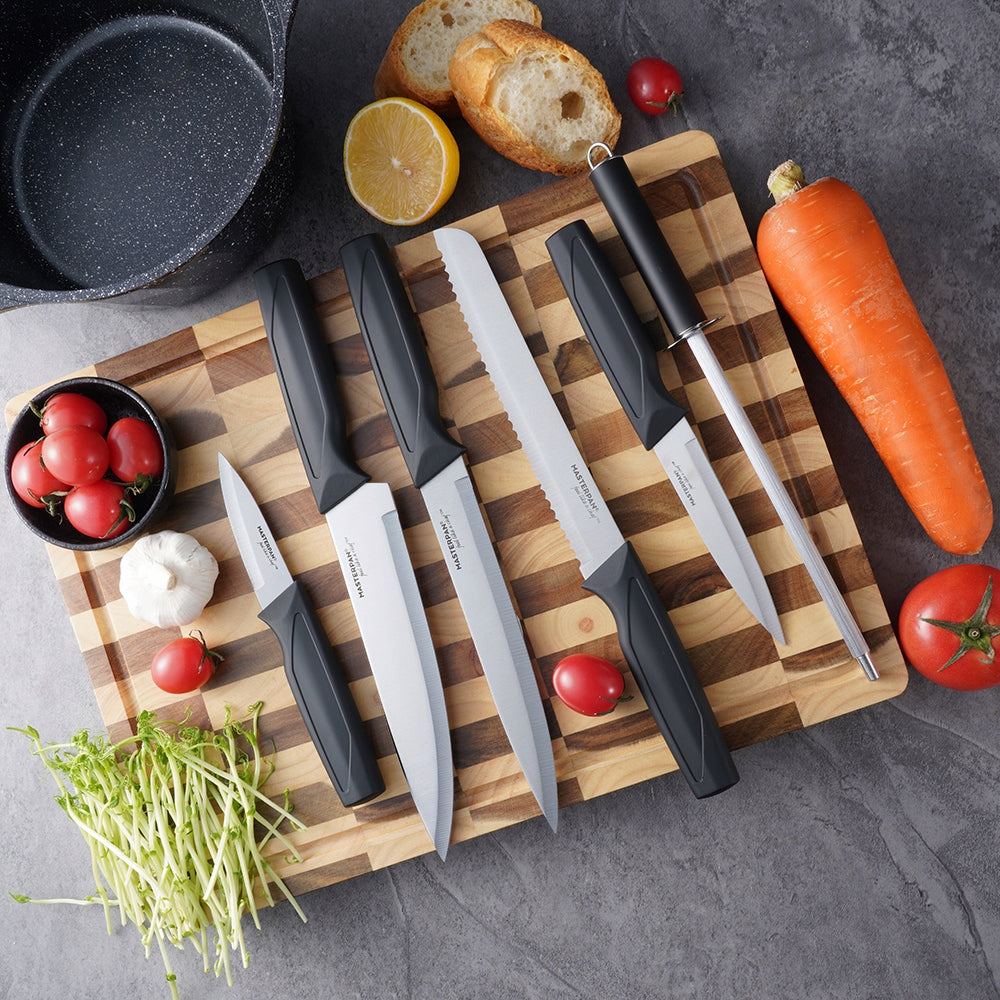 Set of kitchen knives in block 7-ele knives set MASTERPAN Brand Masterpan