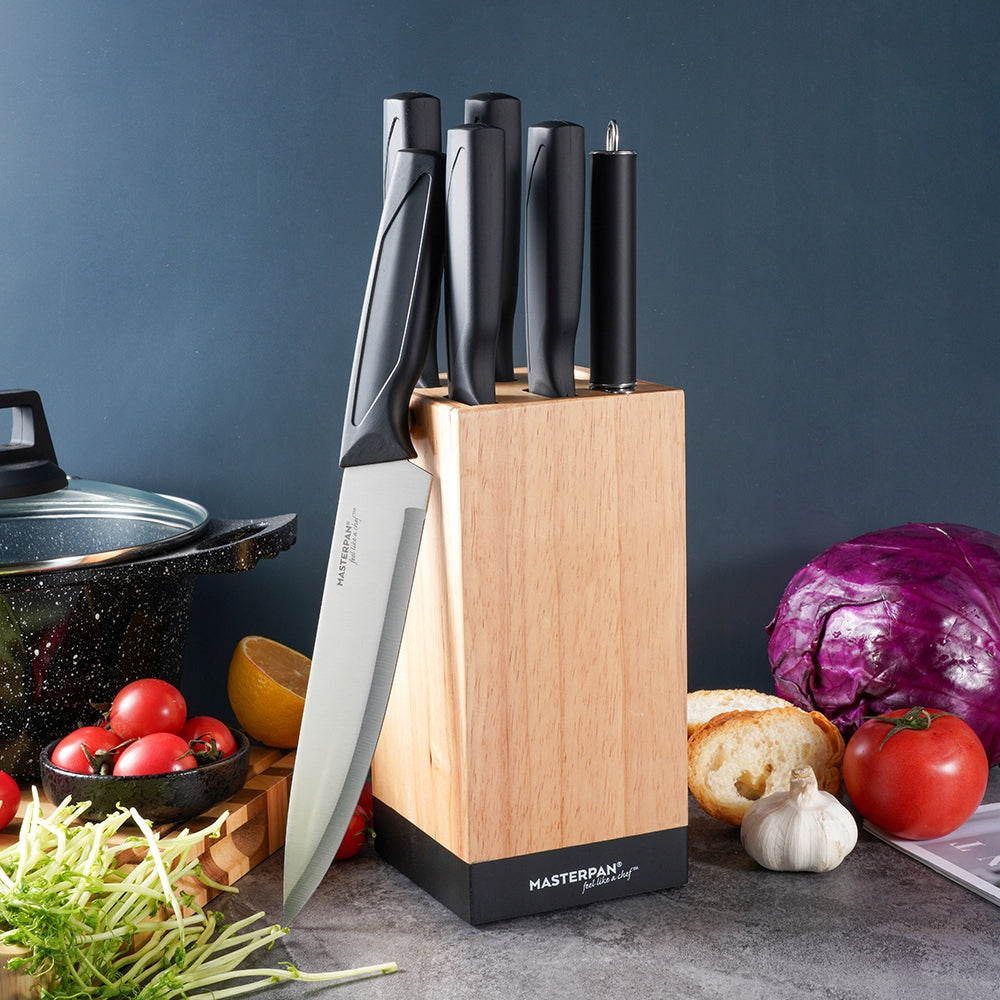 Set of kitchen knives in block 7-ele knives set MASTERPAN Packaging status original