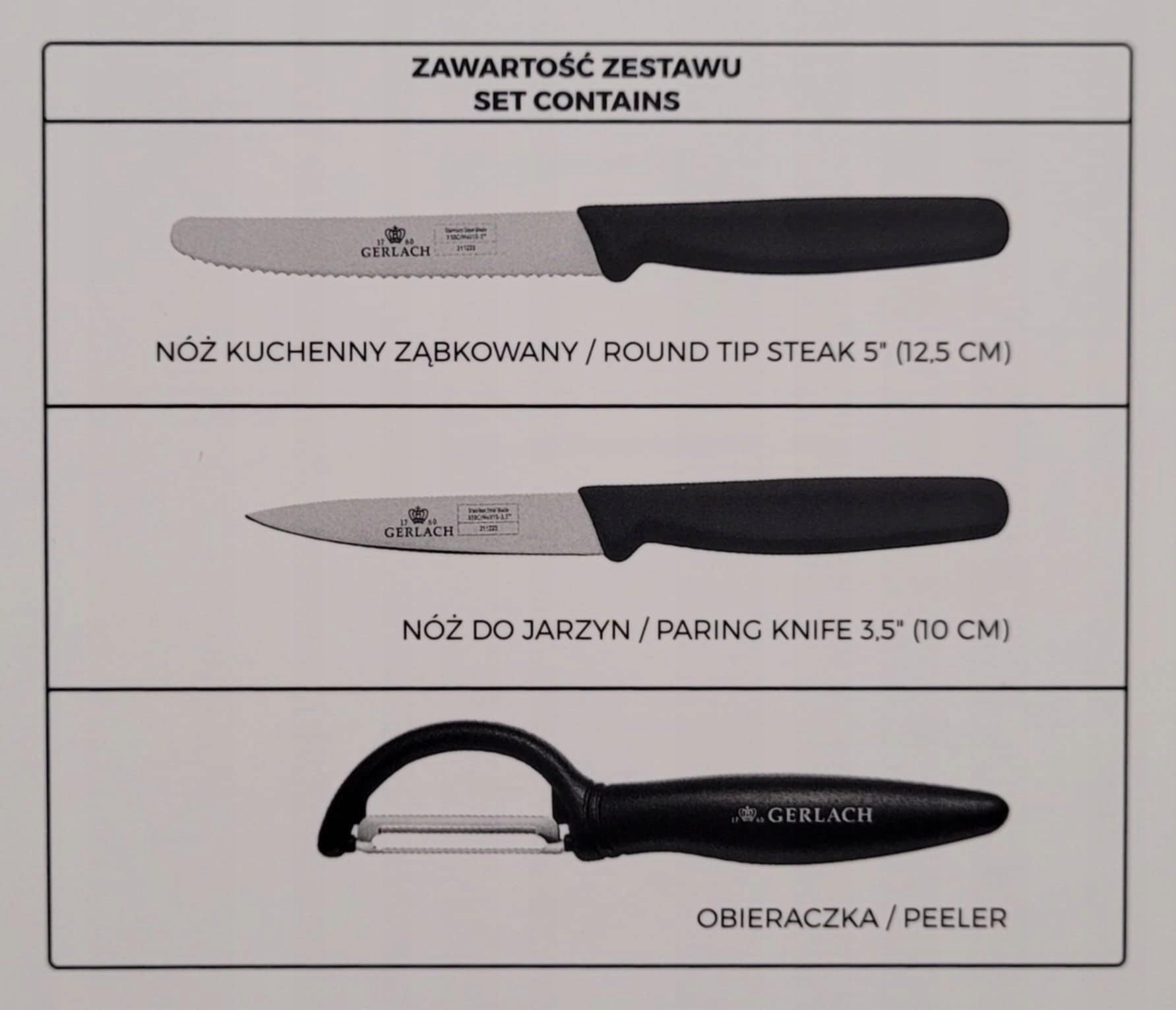Set of knives in a box Gerlach 3 pcs. Manufacturer code 5901035504189