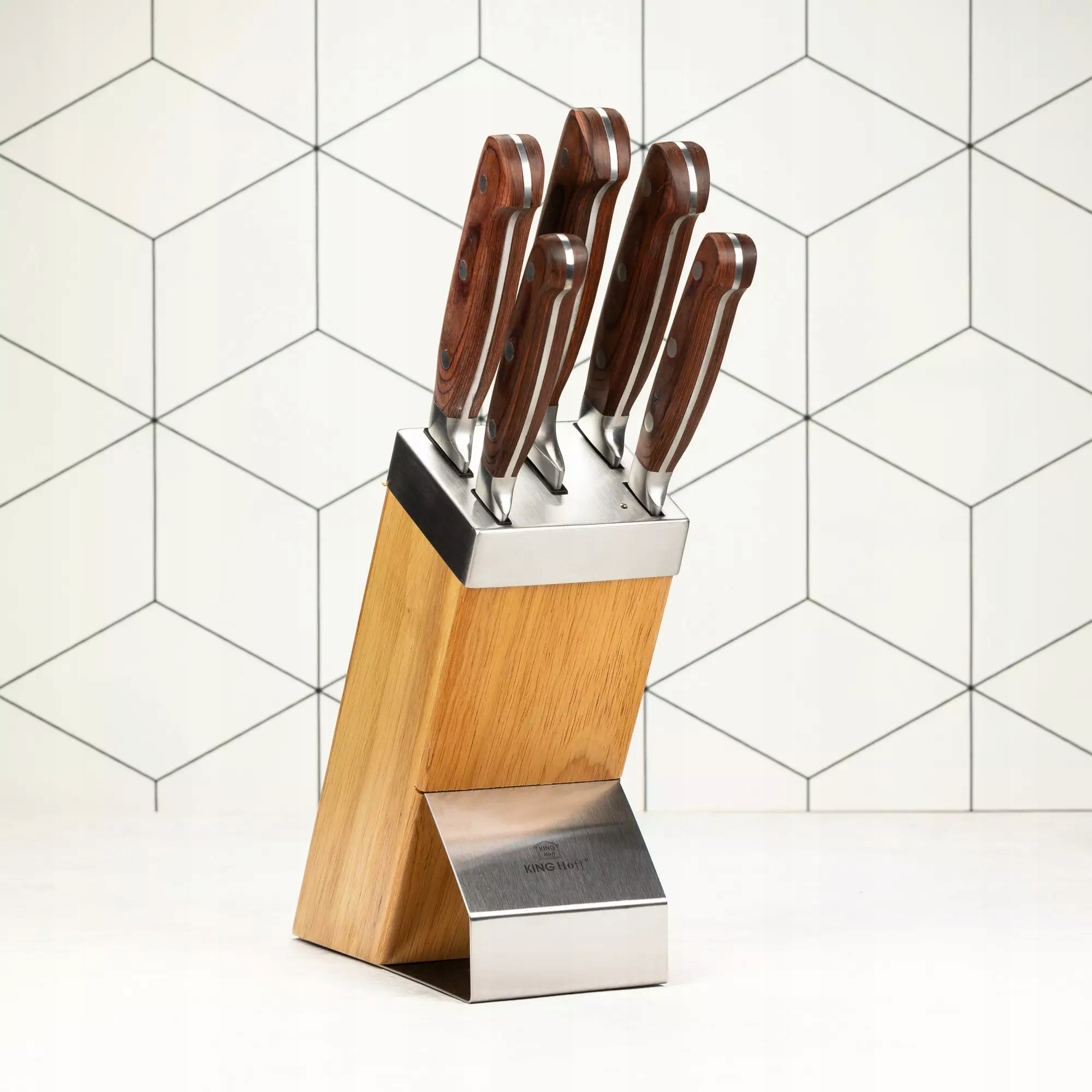 Set of knives in block 6 elements Kinghoff Line 1