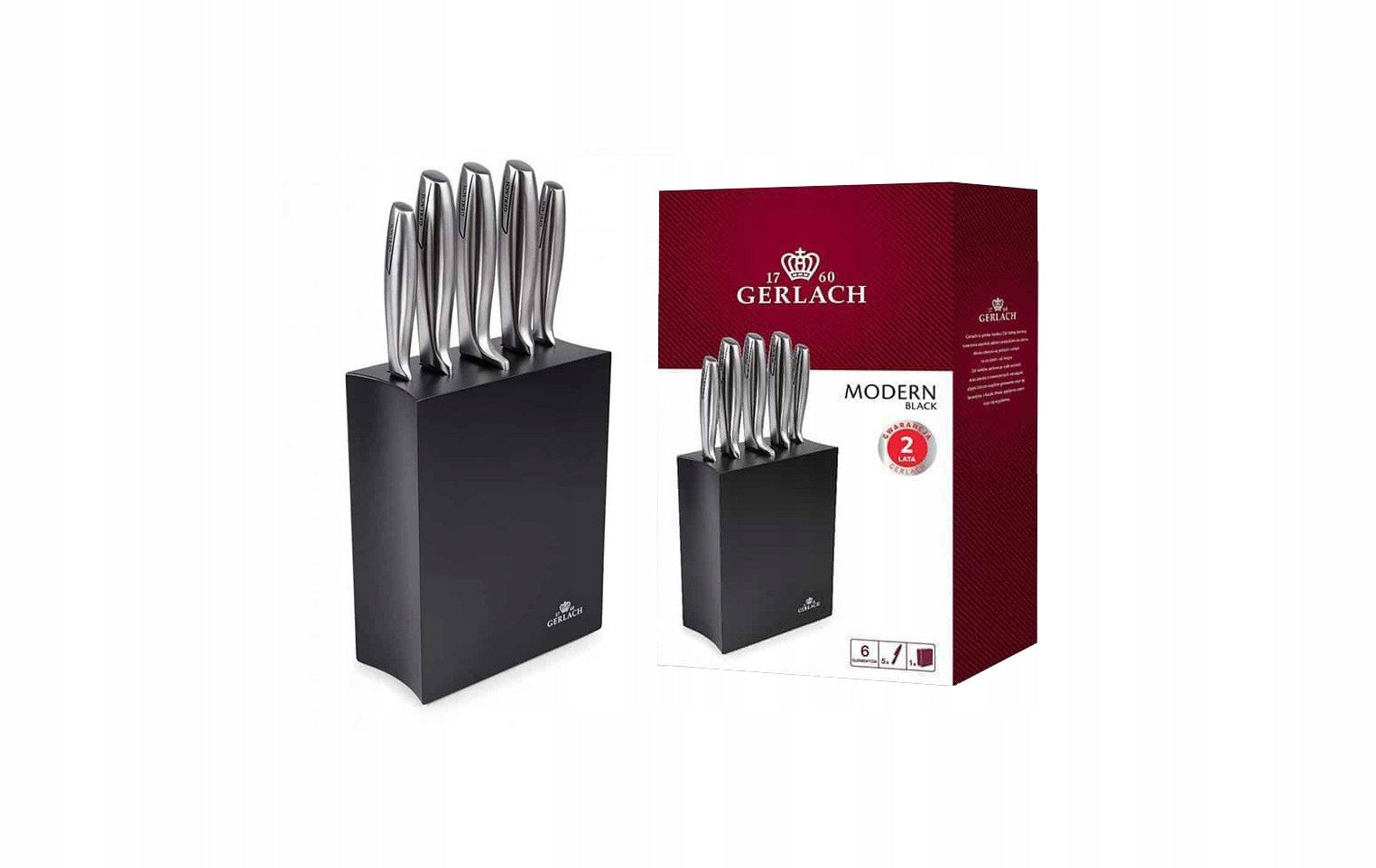Set of knives in block Gerlach Modern 5 pcs. in black block