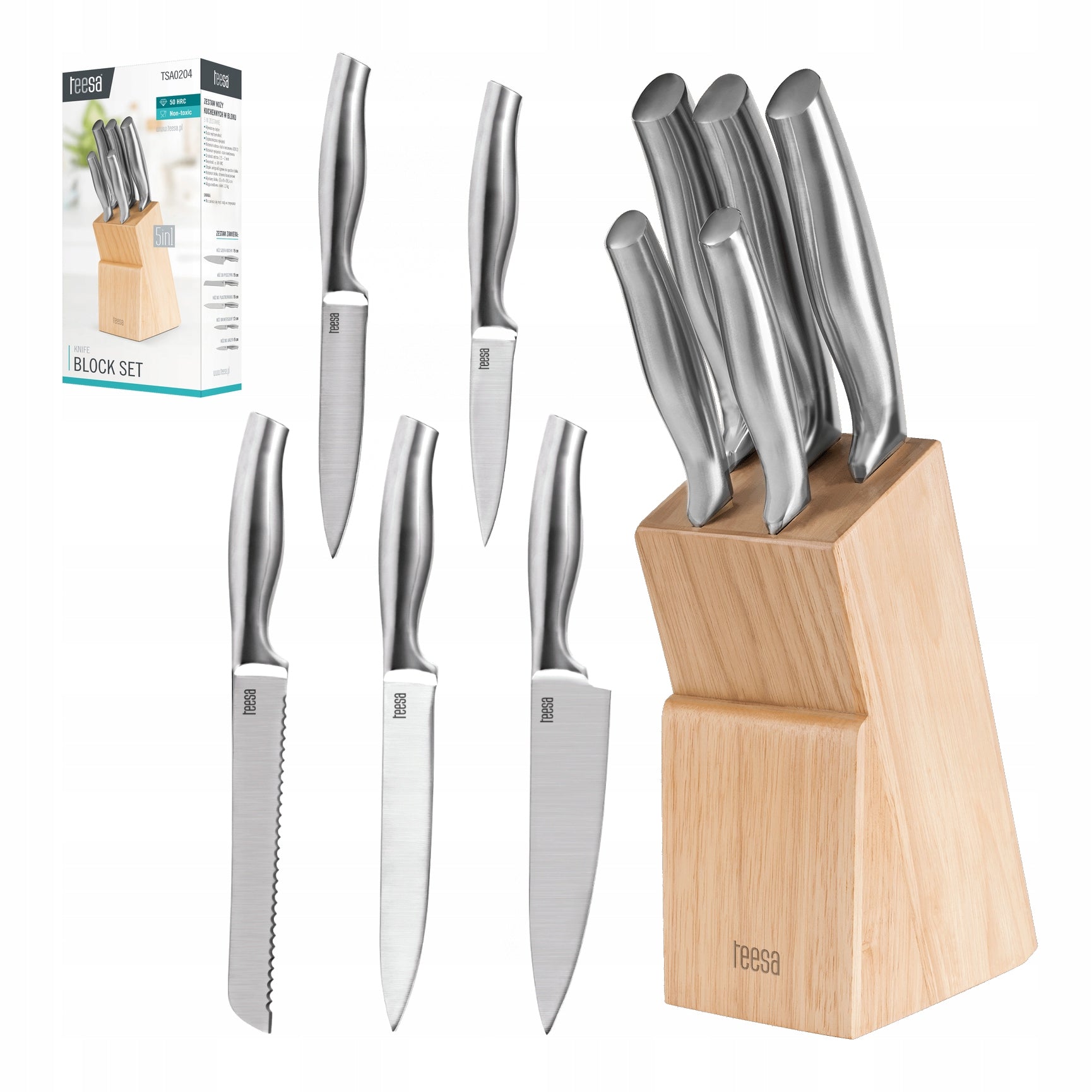 Set of knives in block Teesa 5 pcs. TSA0204 Brand Teesa
