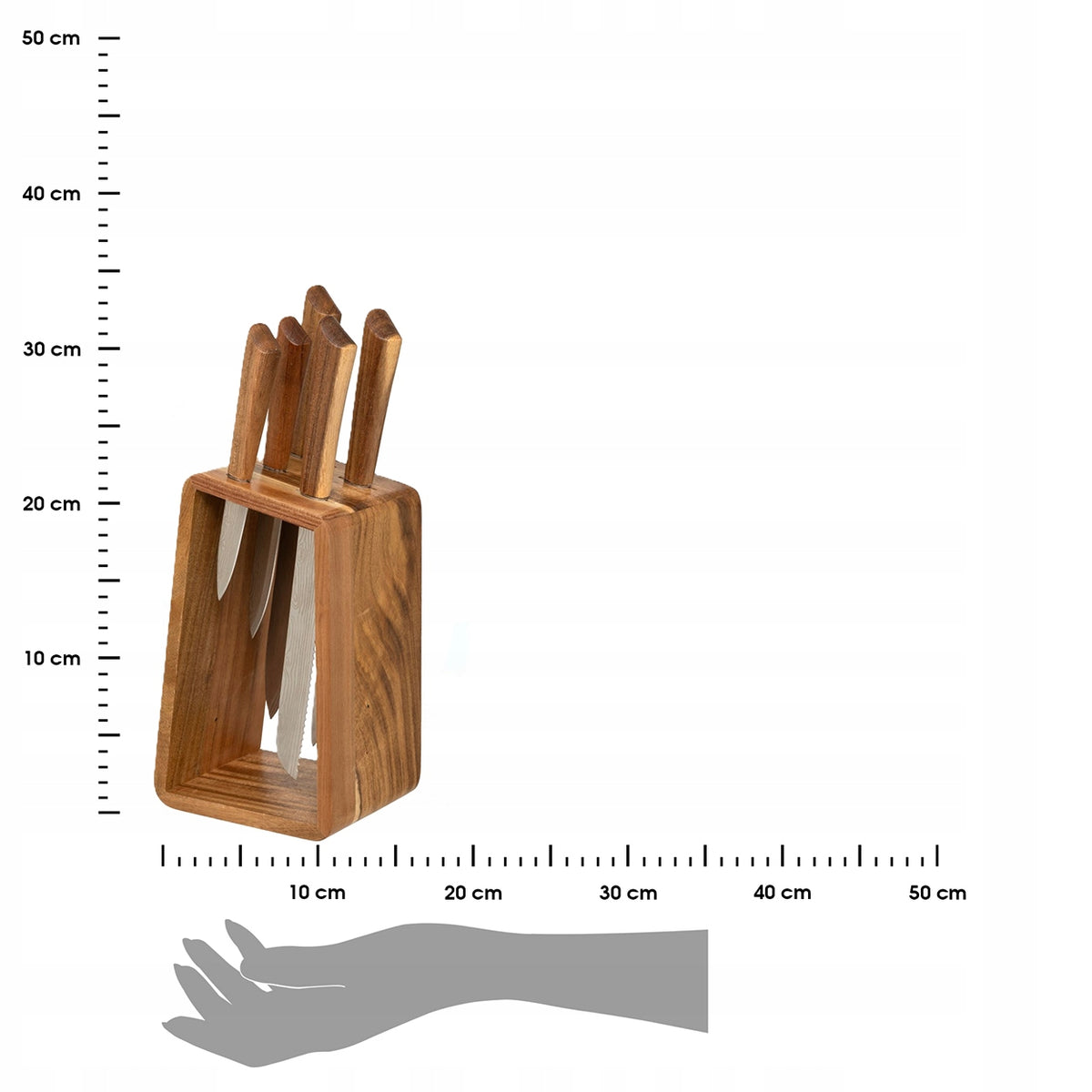 Set of knives on stand 5pcs Dove made of acacia wood in block solid Brand 5five Simply Smart
