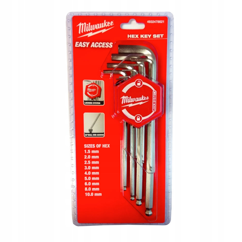 Set of long Allen wrenches with ball 1,5-10mm Milwaukee 4932478621 Brand Milwaukee